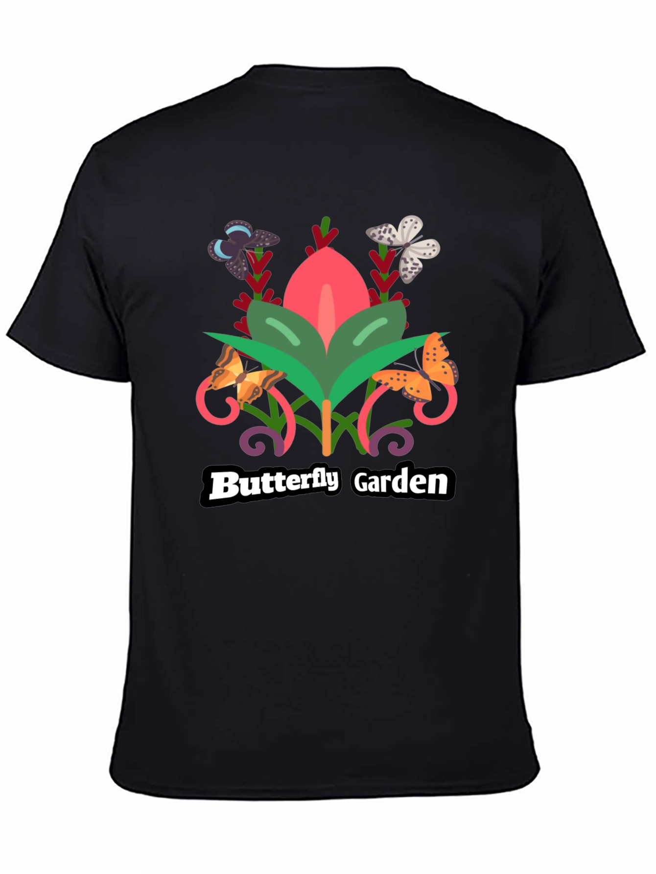 Butterfly Garden Black T-Shirt