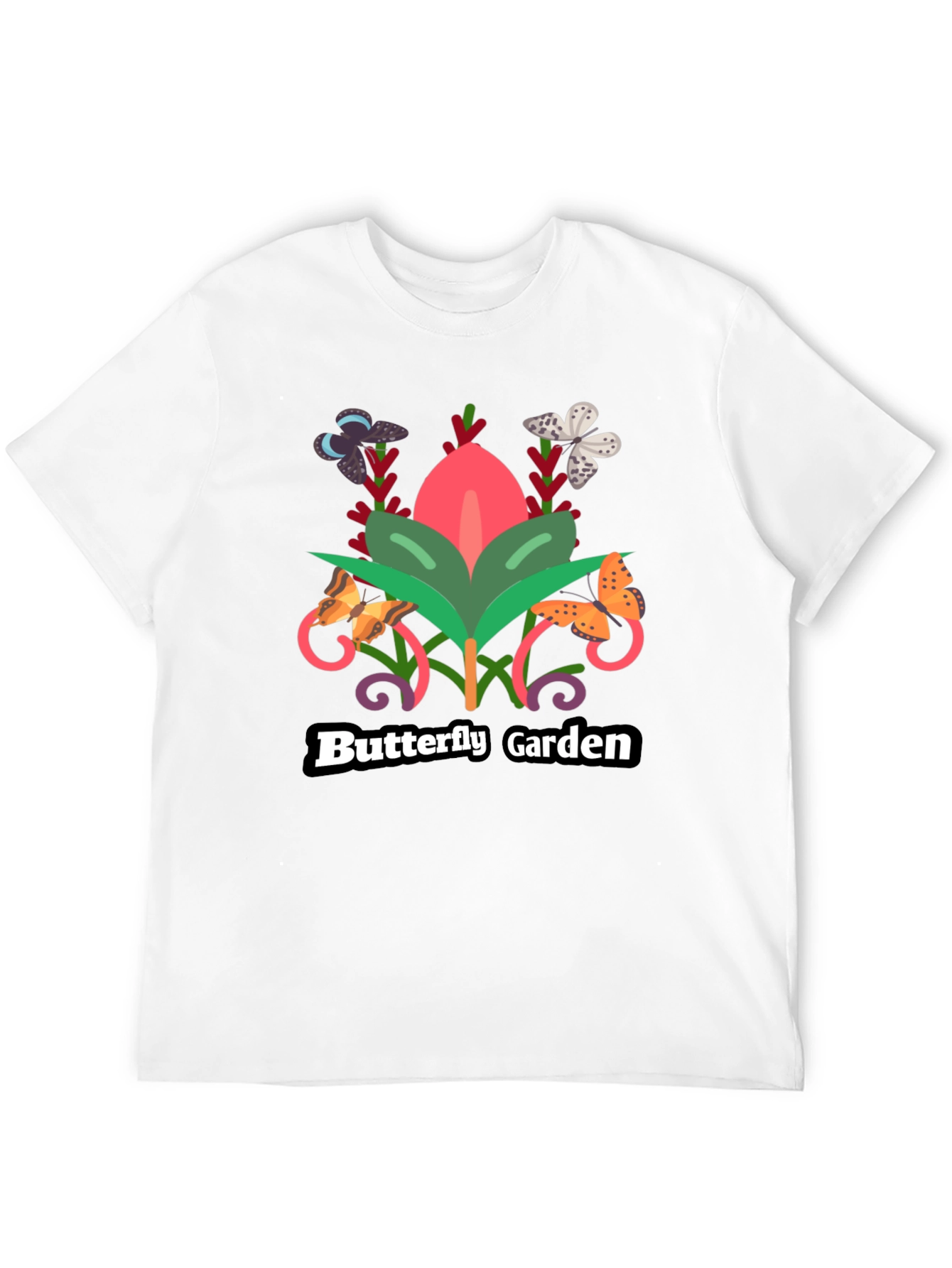 Butterfly Garden Black T-Shirt
