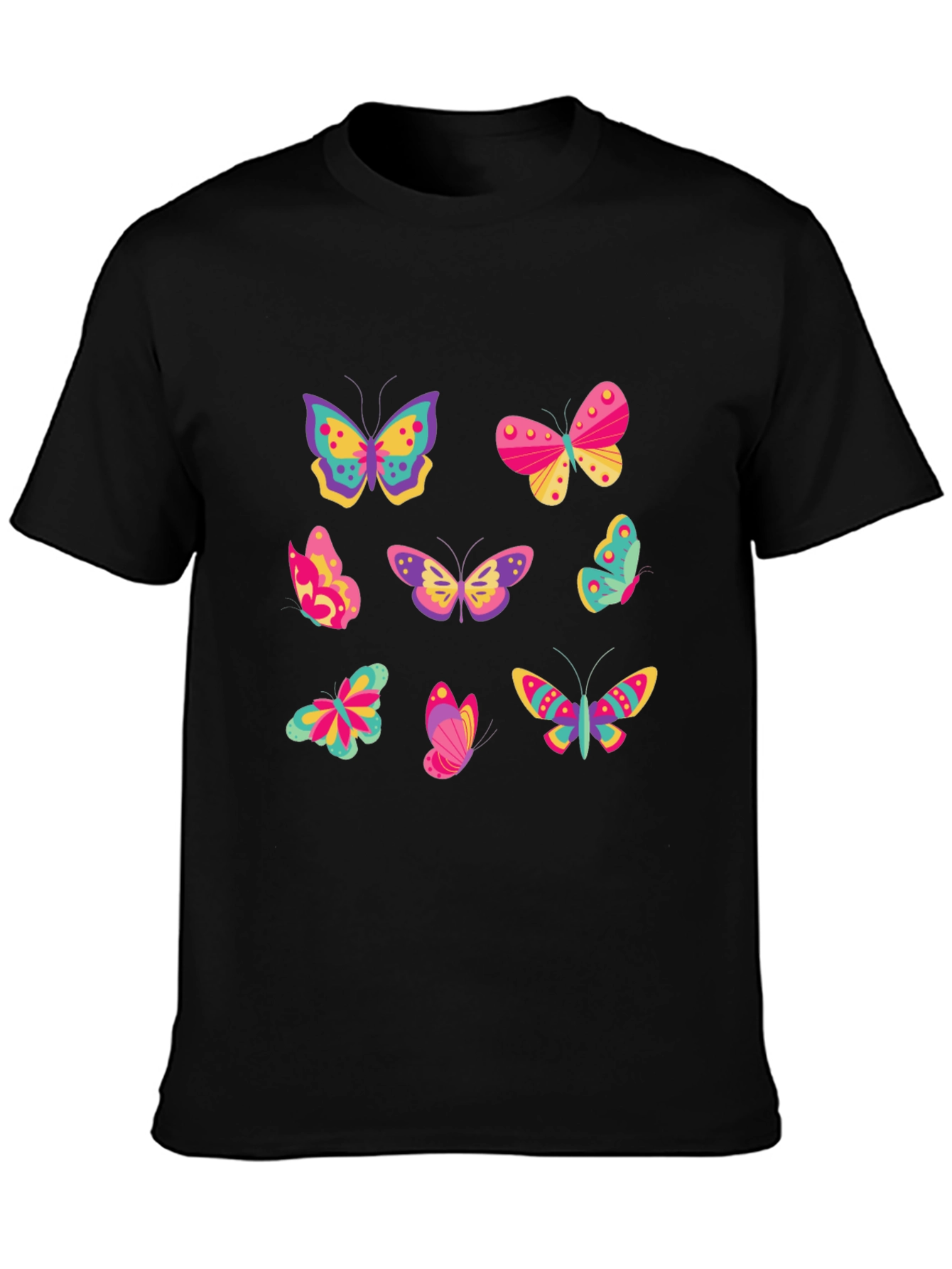 Butterfly Graphic Tee - Black Cotton Blend Casual Wear