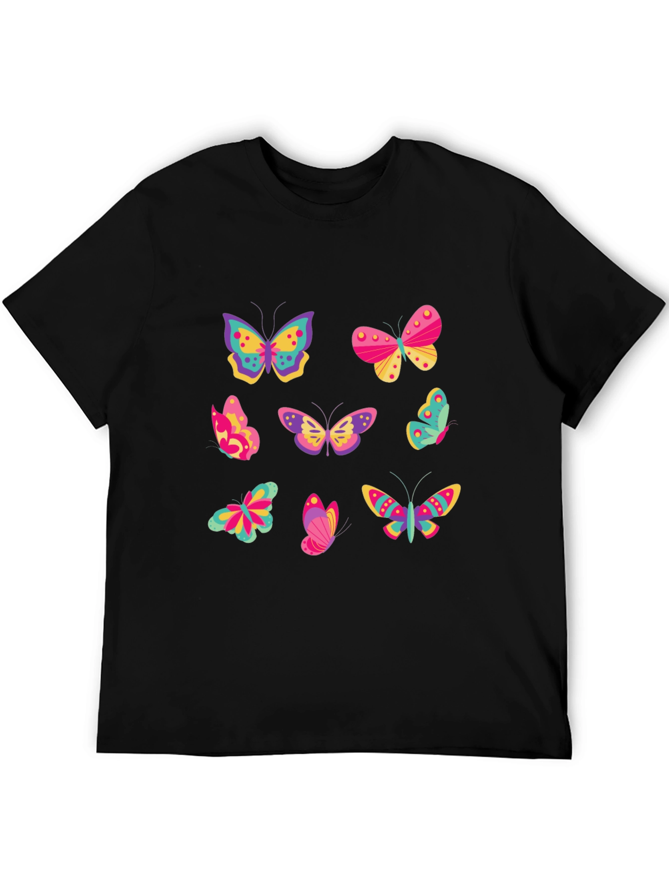 Butterfly Graphic Tee - Black Cotton Blend Casual Wear