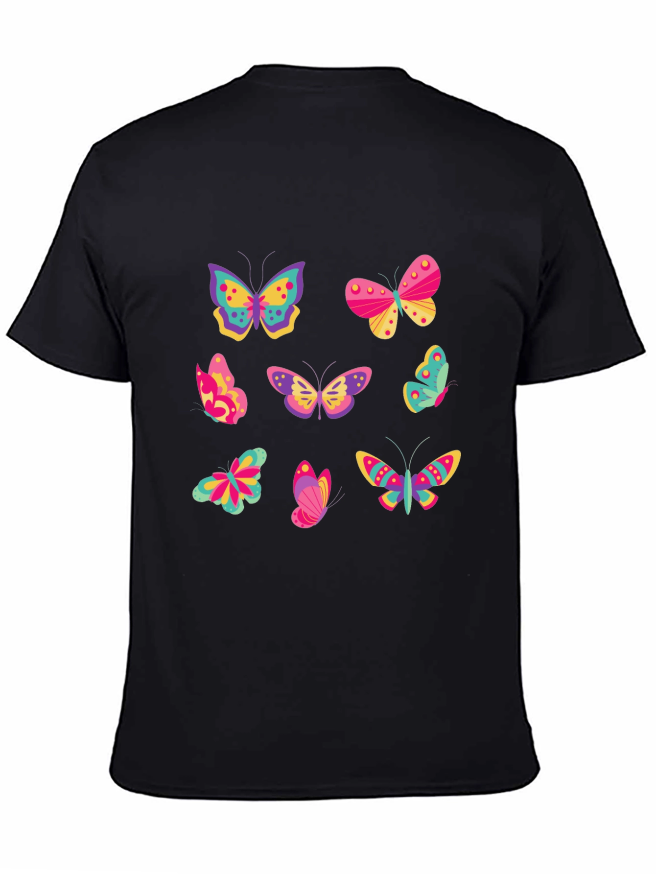 Butterfly Graphic Tee - Black Cotton Blend Casual Wear