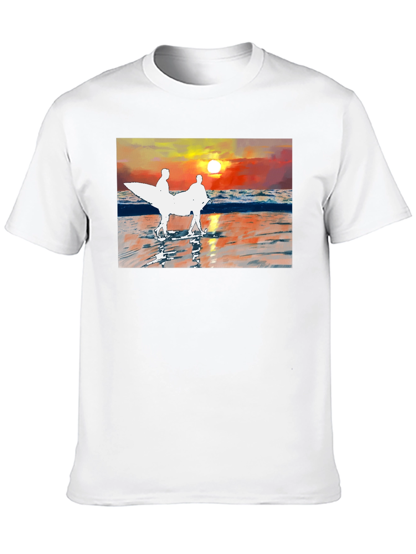 Sunset Surfer Graphic Tee - Black Cotton T-Shirt