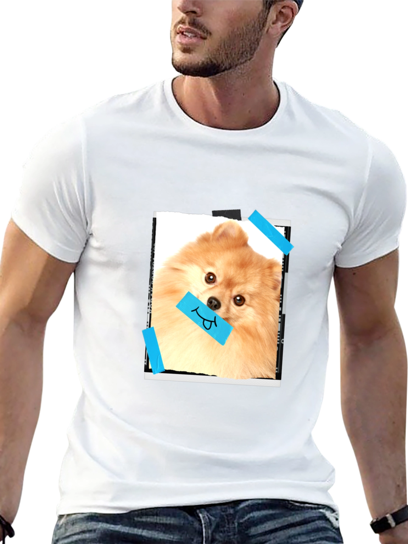 Dog Lovers Tee: Pomeranian Portrait Graphic T-Shirt