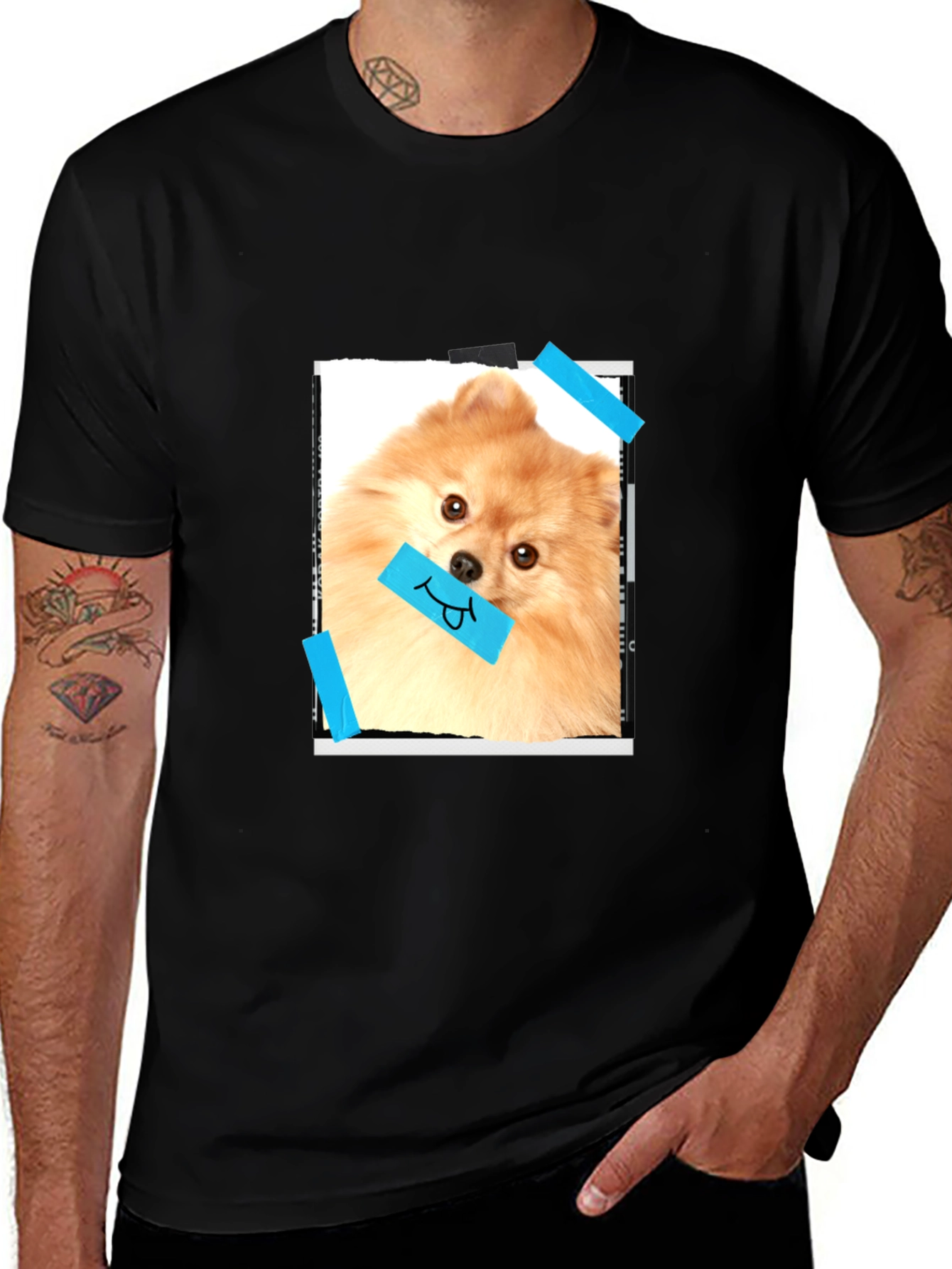 Dog Lovers Tee: Pomeranian Portrait Graphic T-Shirt