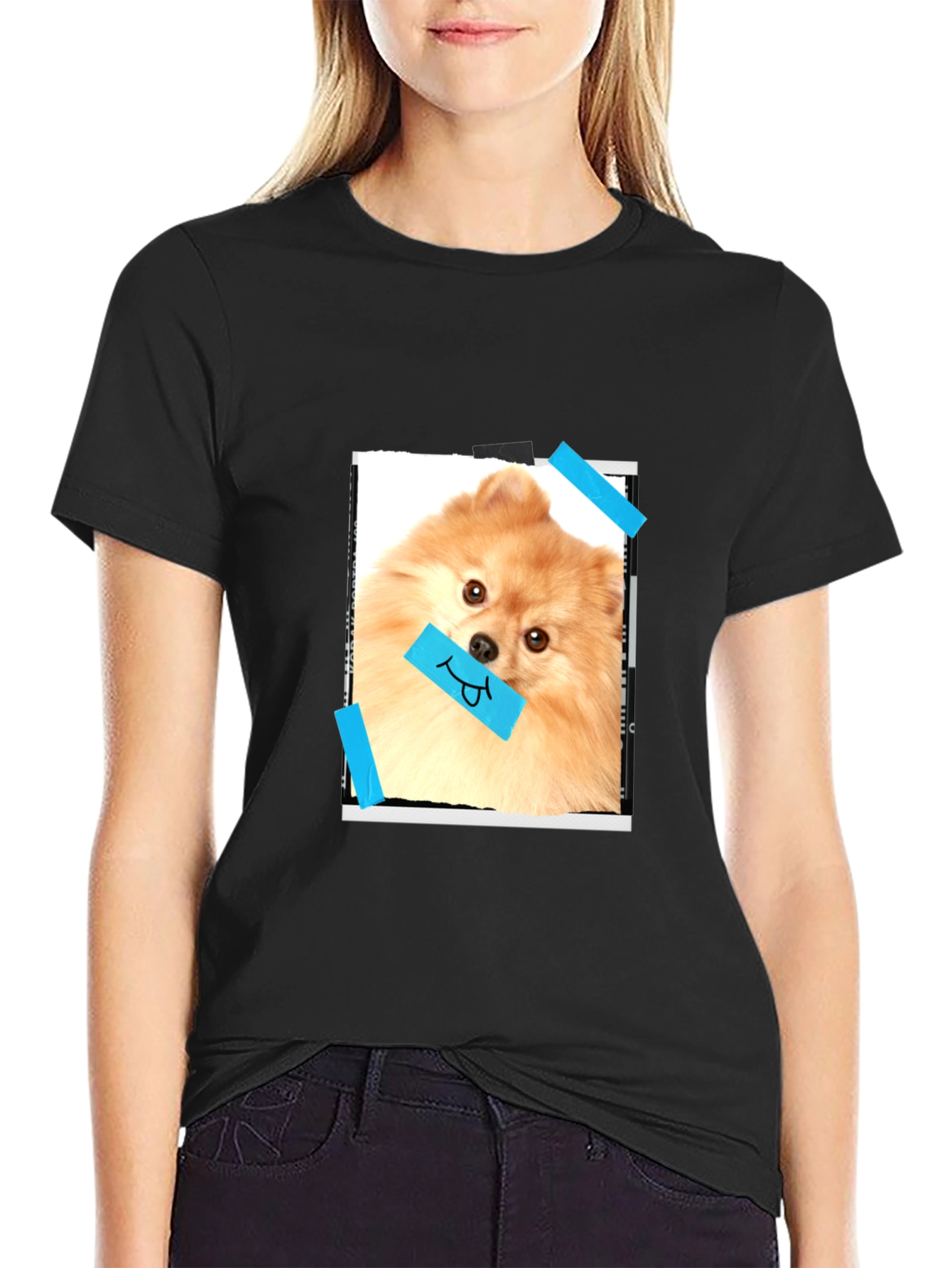 Dog Lovers Tee: Pomeranian Portrait Graphic T-Shirt