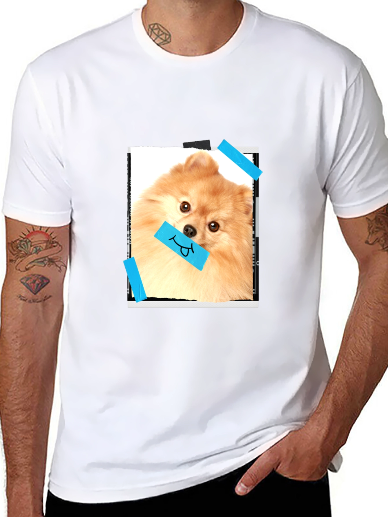 Dog Lovers Tee: Pomeranian Portrait Graphic T-Shirt