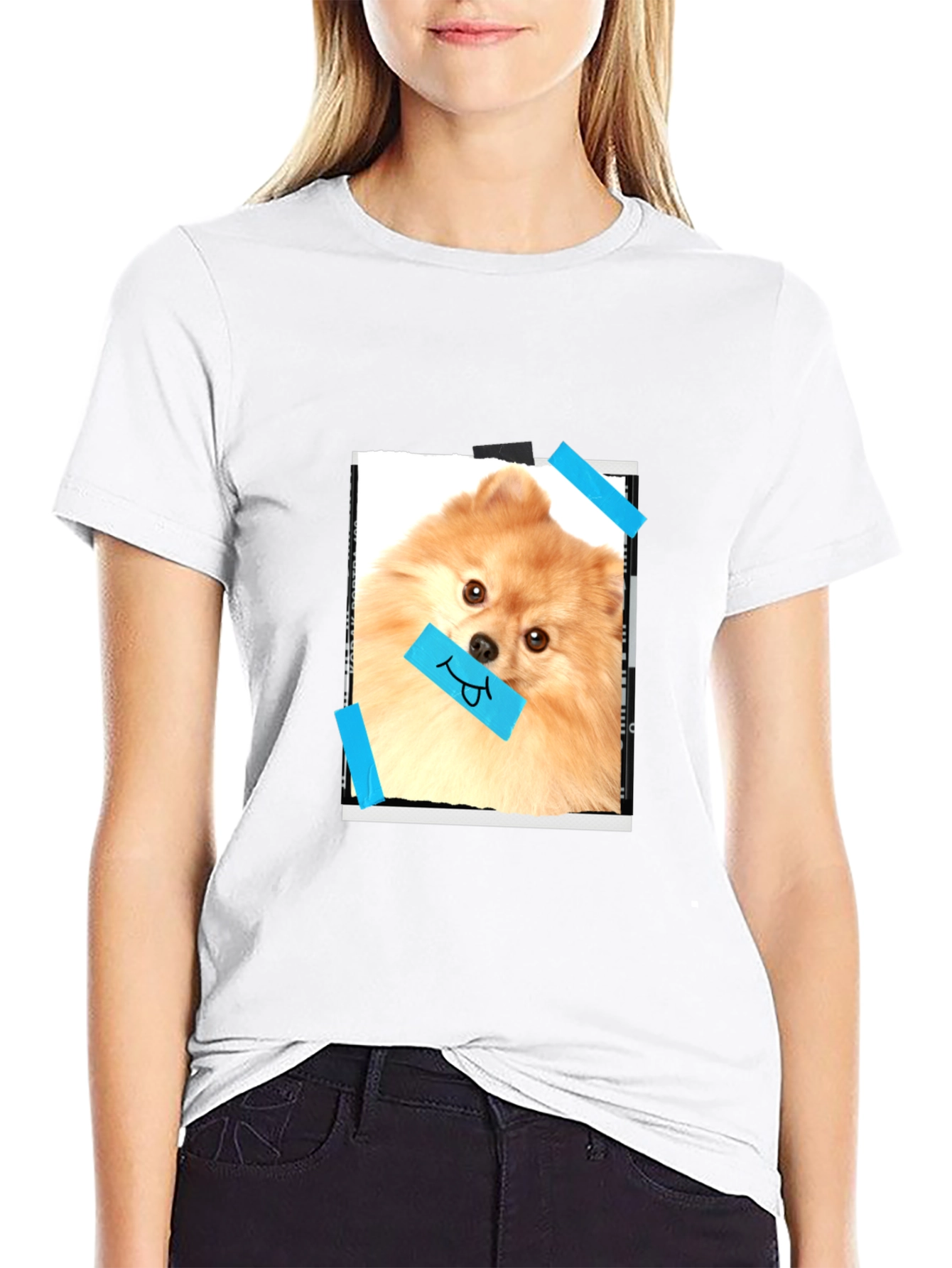 Dog Lovers Tee: Pomeranian Portrait Graphic T-Shirt