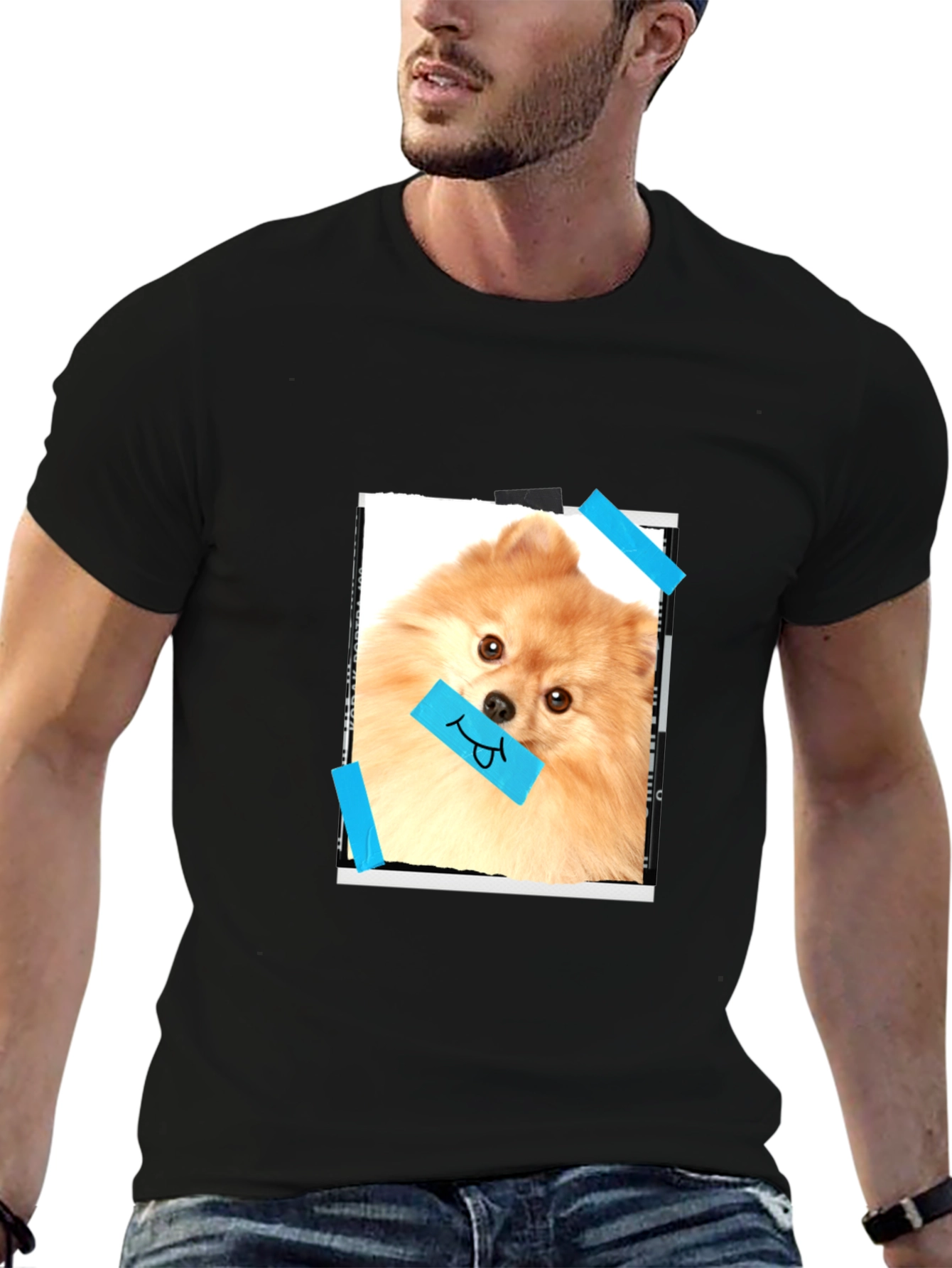 Dog Lovers Tee: Pomeranian Portrait Graphic T-Shirt