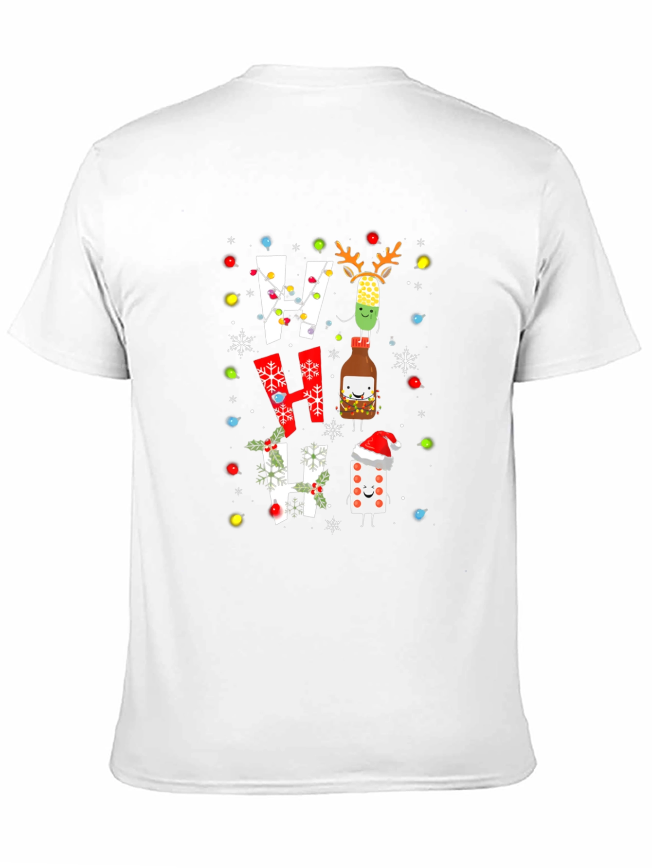 Festive Ho Ho Ho T-Shirt with Holiday Cartoon Design