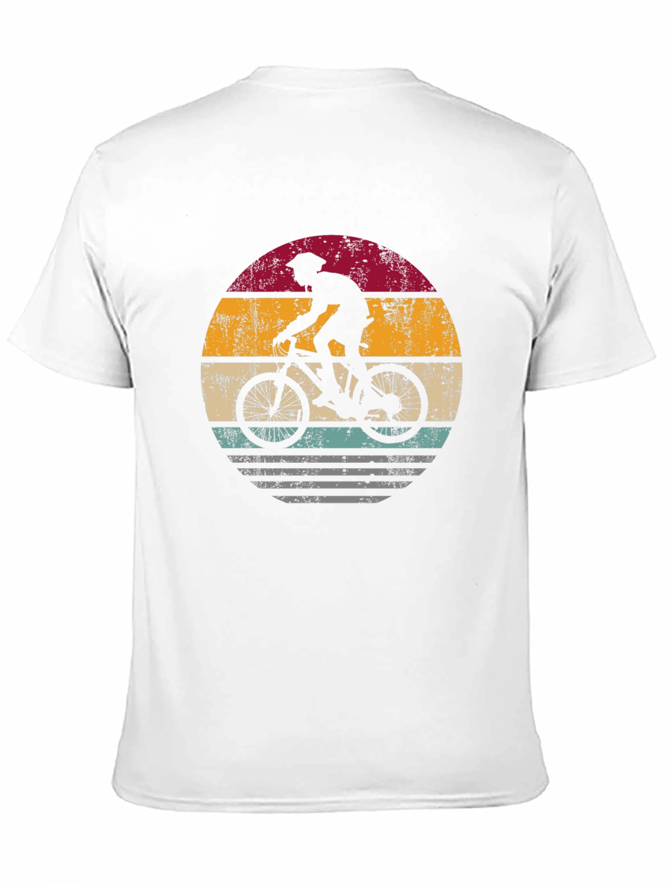Retro Biker Graphic Tee - Mountain Bike Sunset Design