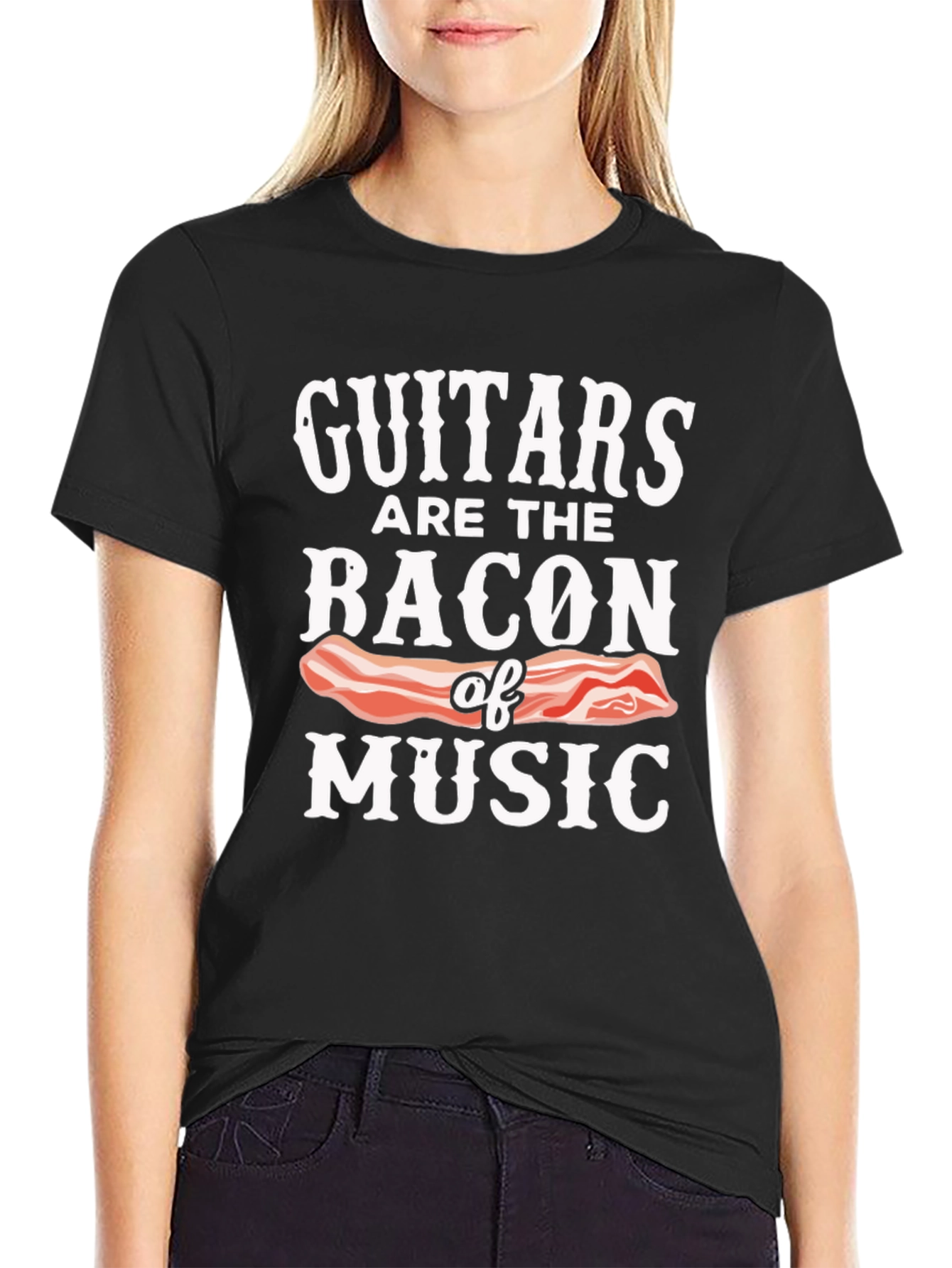 Guitar Bacon Music Graphic T-Shirt