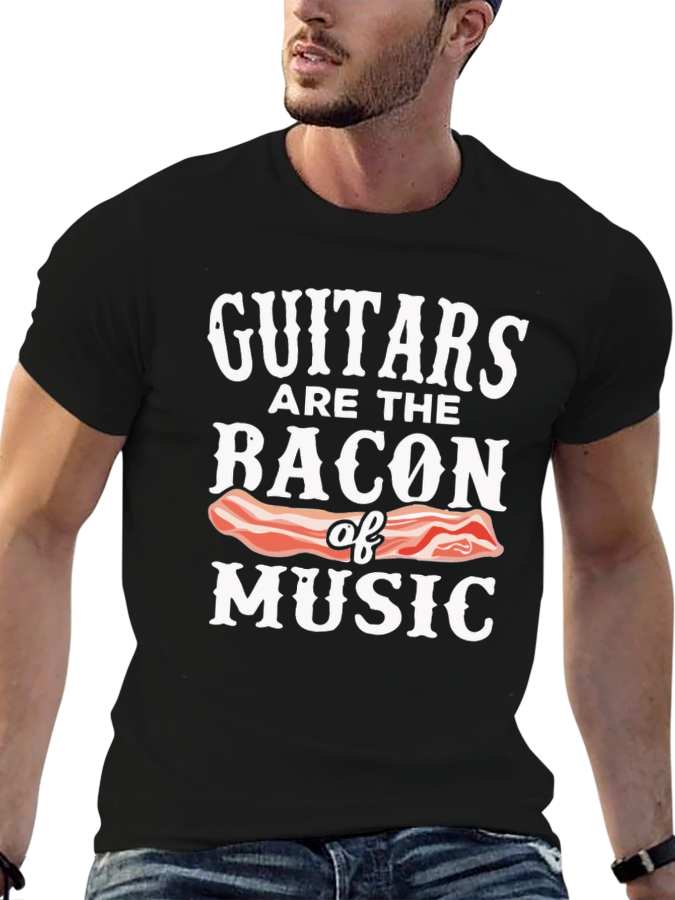 Guitar Bacon Music Graphic T-Shirt