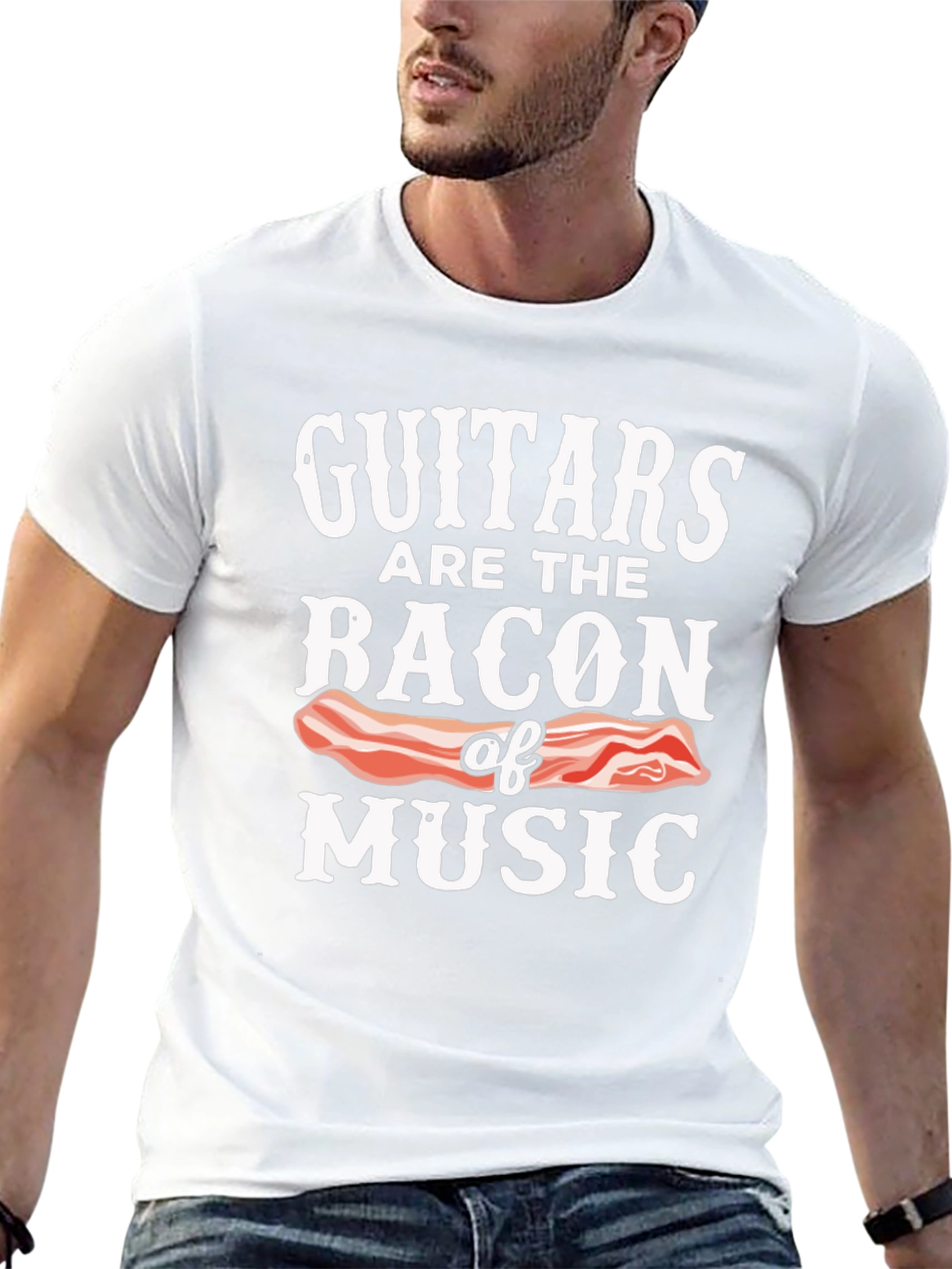 Guitar Bacon Music Graphic T-Shirt