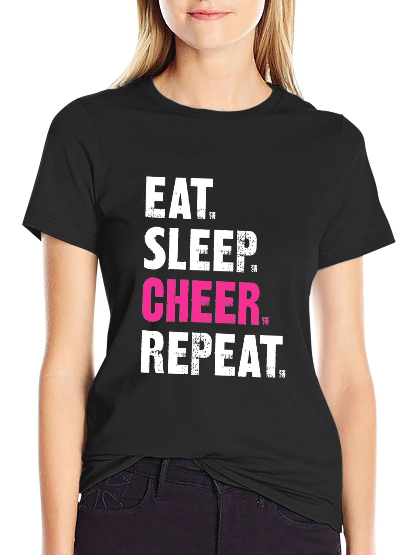 Eat Sleep Cheer Repeat Graphic Tee