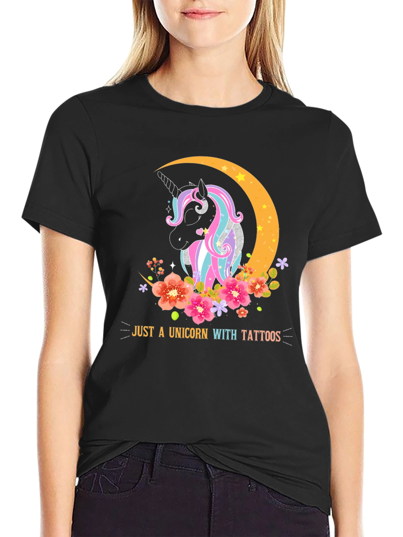 Unicorn with Tattoos Graphic T-Shirt