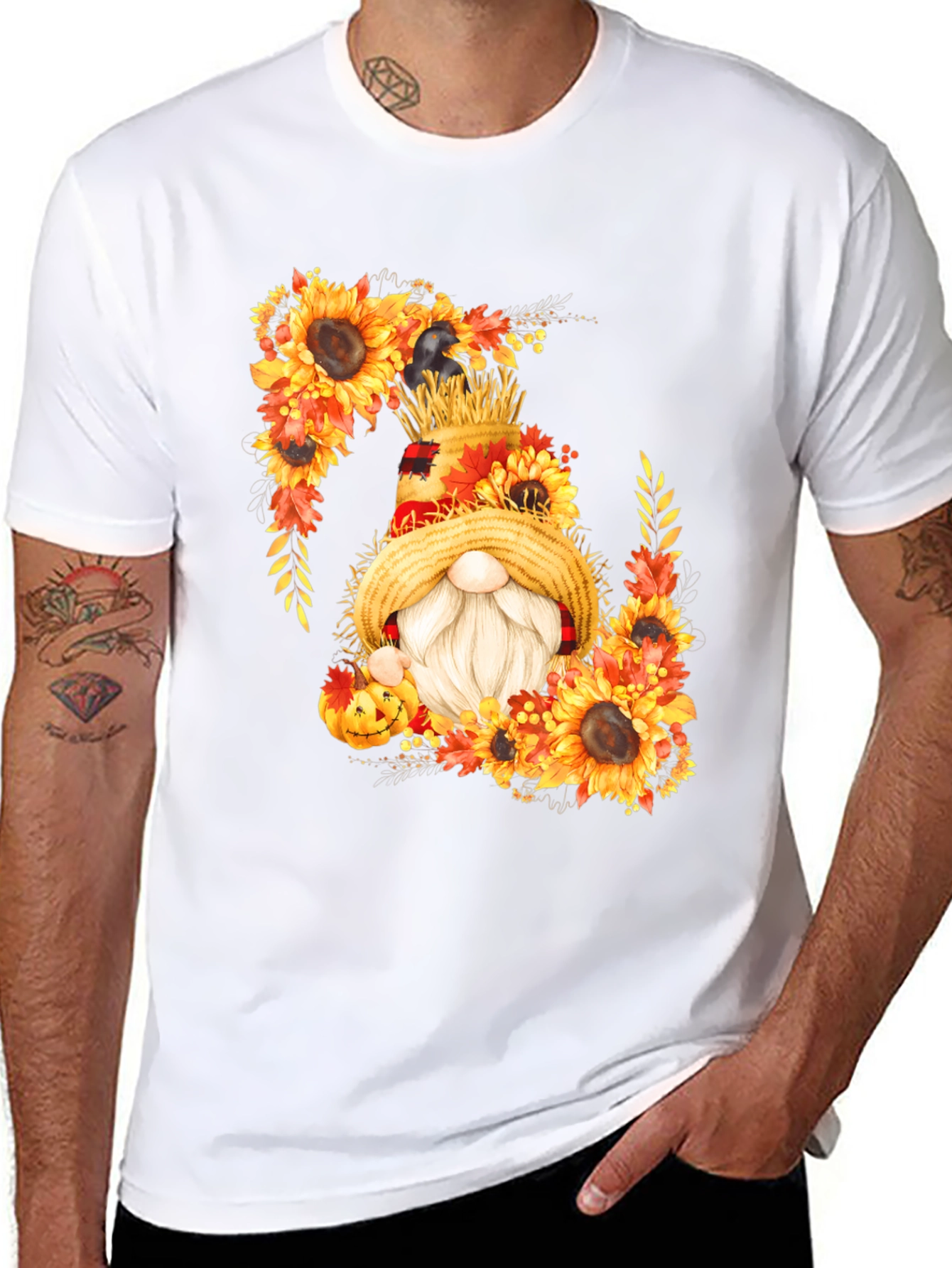Fall Gnome T-Shirt Sunflower Autumn