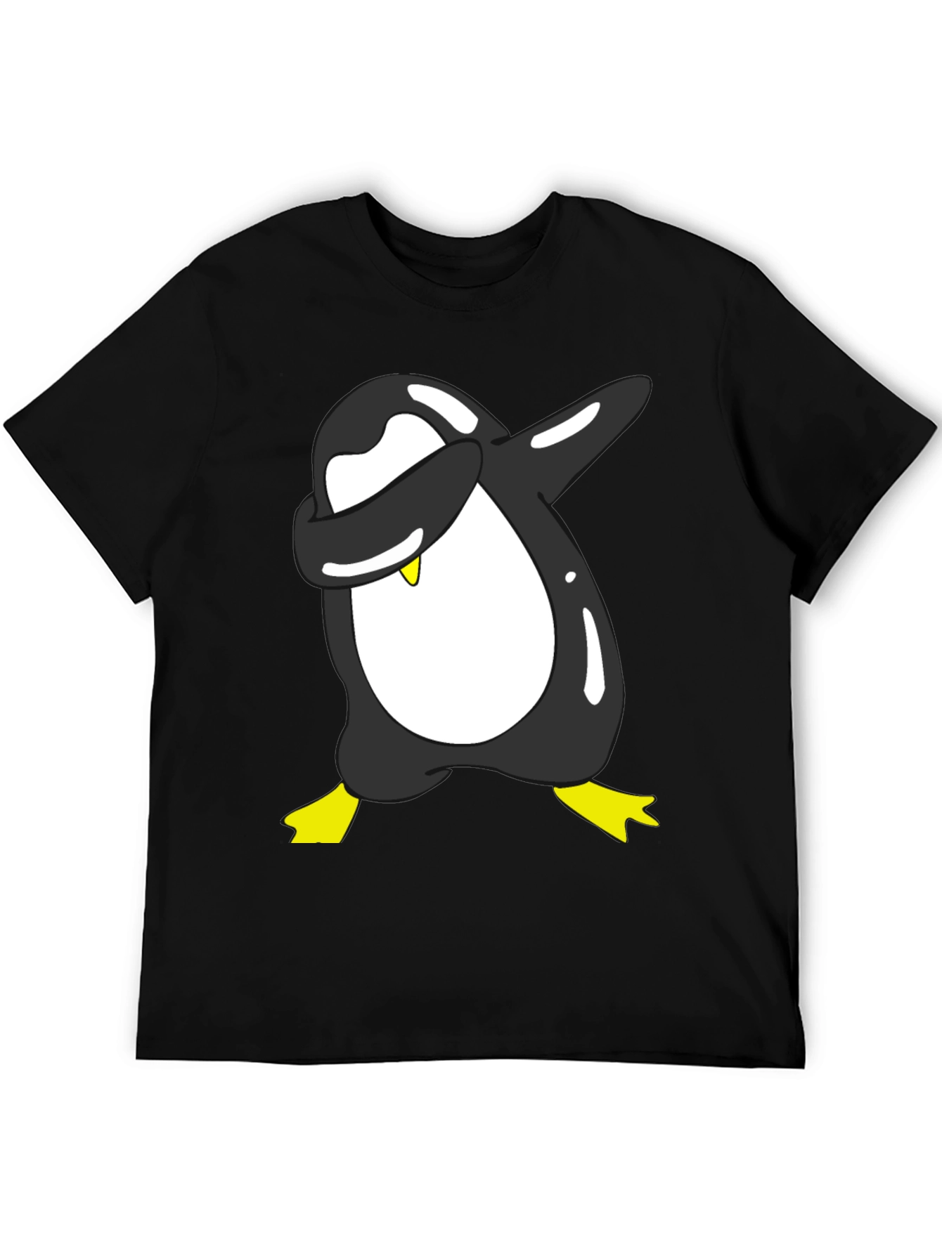 Dabbing Penguin Graphic Tee - Black Cotton Blend