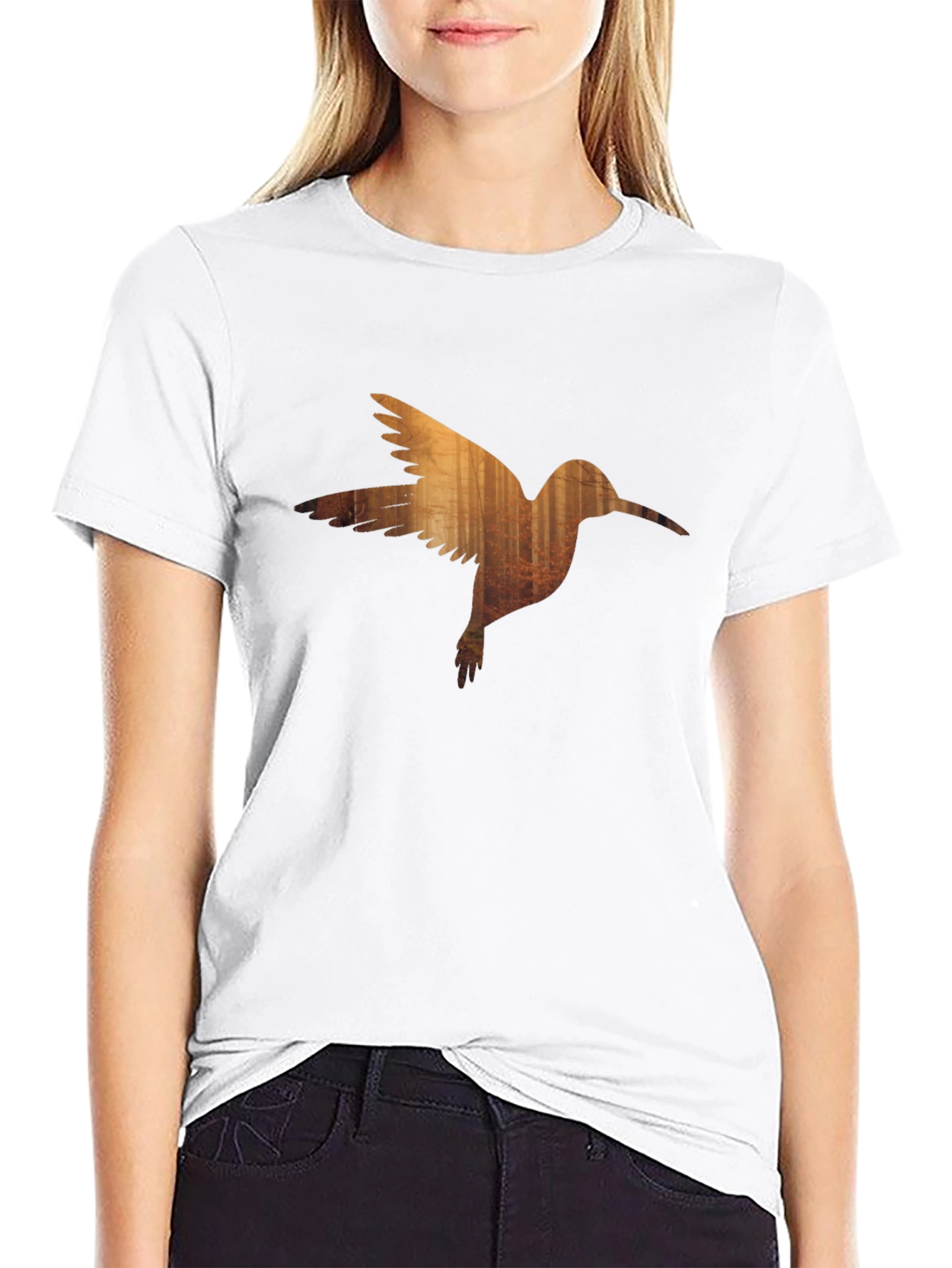 Hummingbird Forest Graphic Black T-Shirt