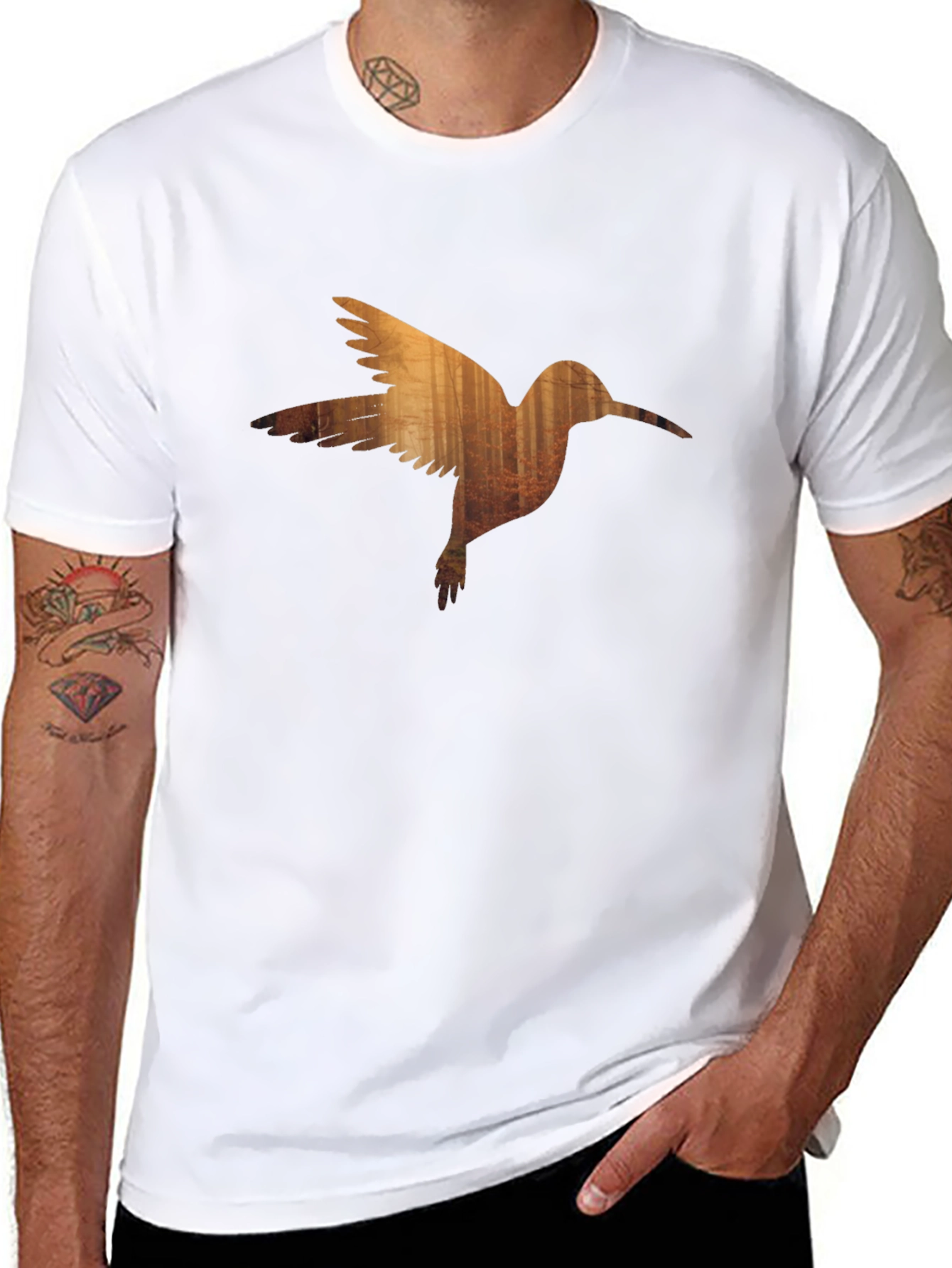Hummingbird Forest Graphic Black T-Shirt
