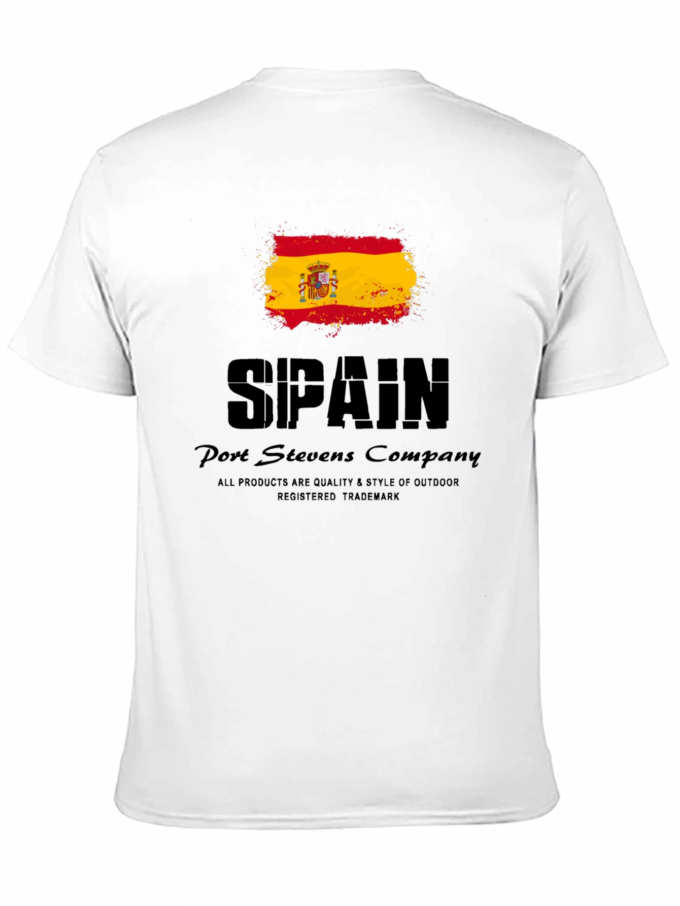 Spain Flag Graphic Print Black T-Shirt
