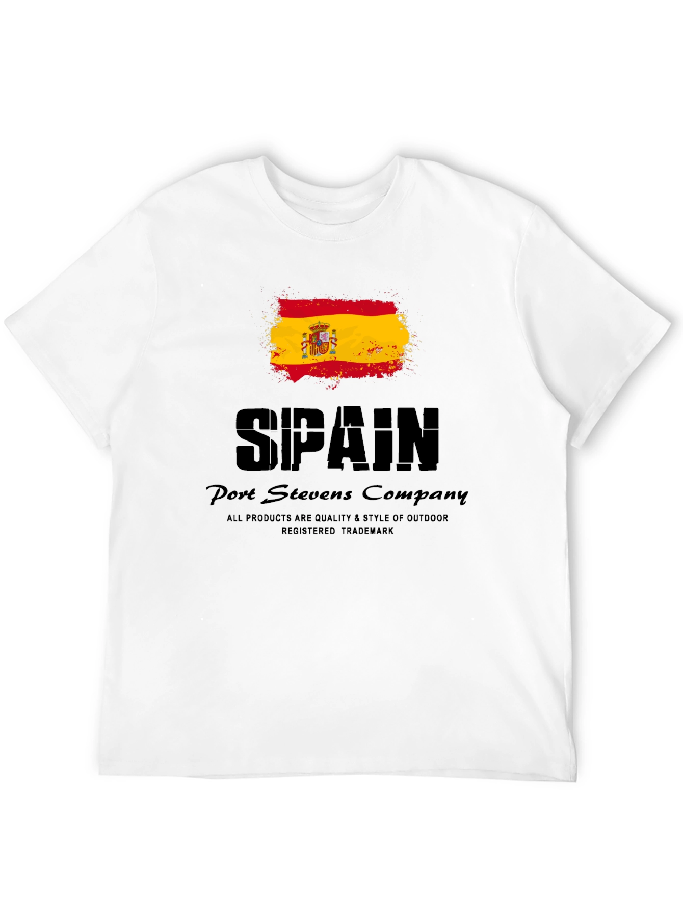 Spain Flag Graphic Print Black T-Shirt