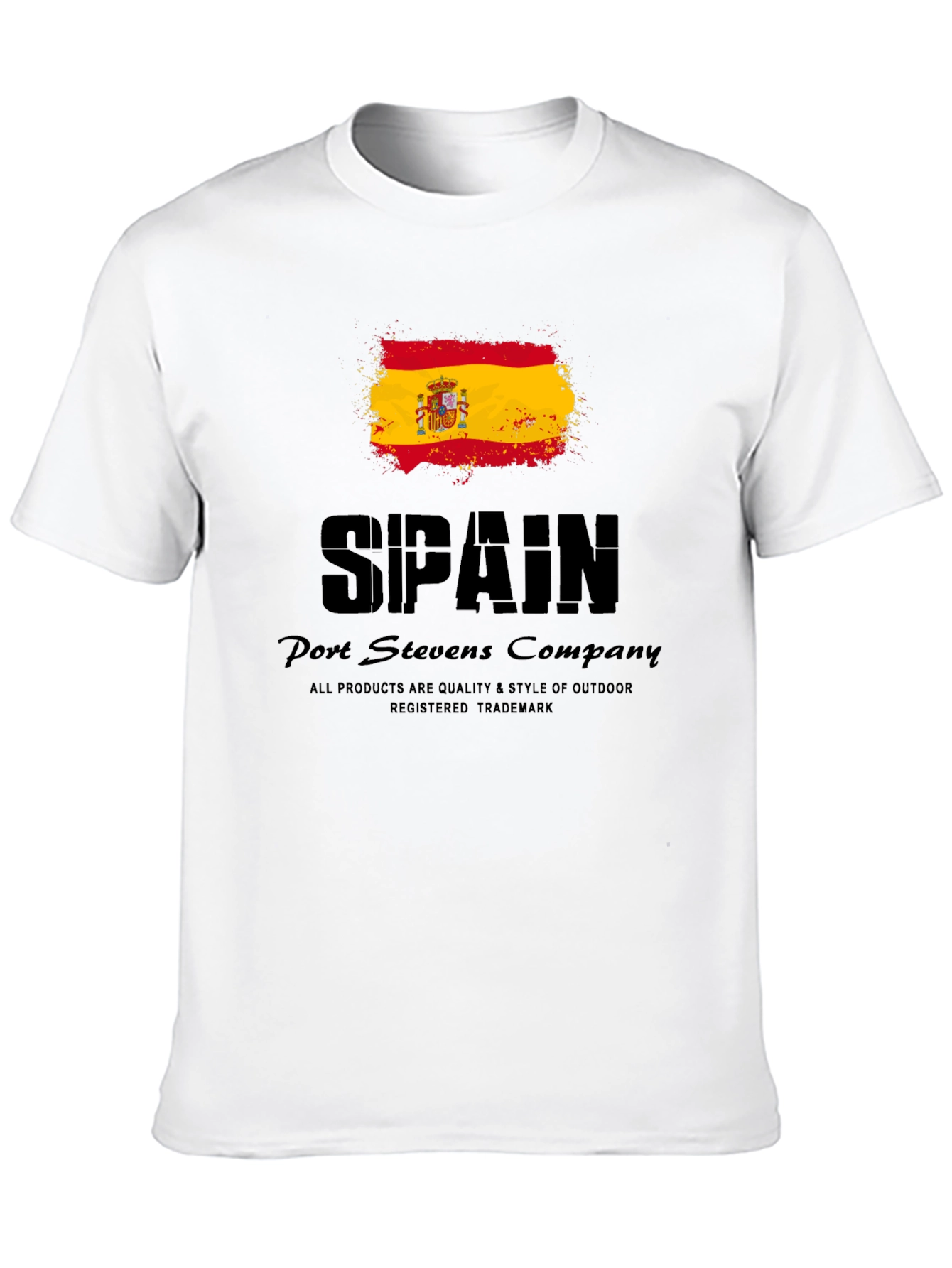 Spain Flag Graphic Print Black T-Shirt