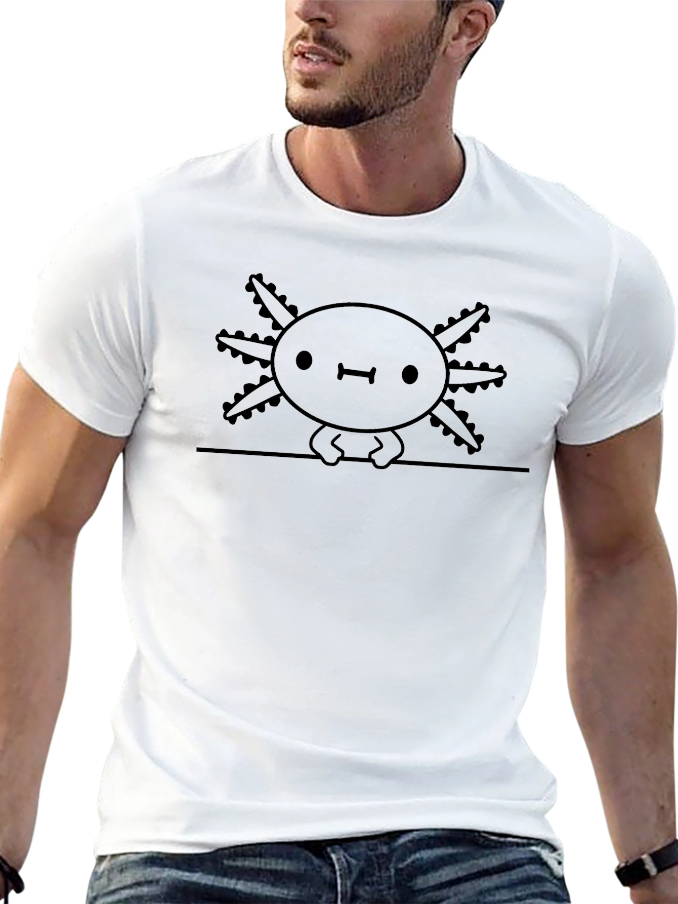 Cute Axolotl Graphic T-Shirt - Black