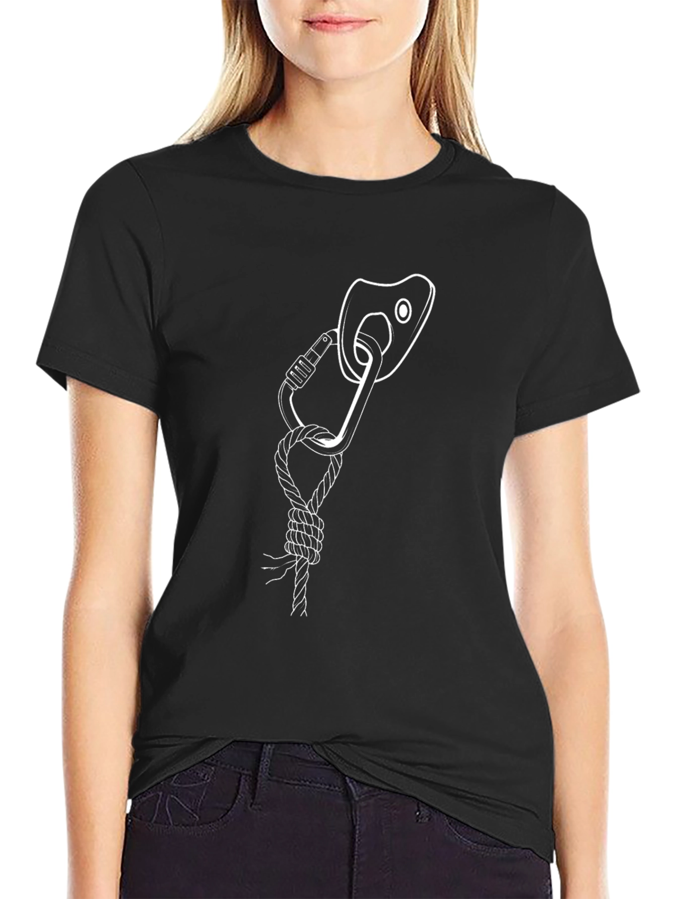 Climbing Gear Graphic Tee - Black Cotton T-Shirt
