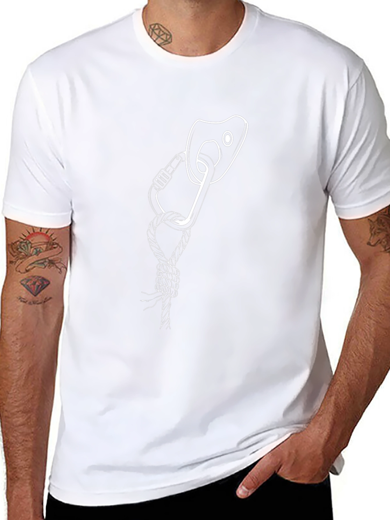 Climbing Gear Graphic Tee - Black Cotton T-Shirt