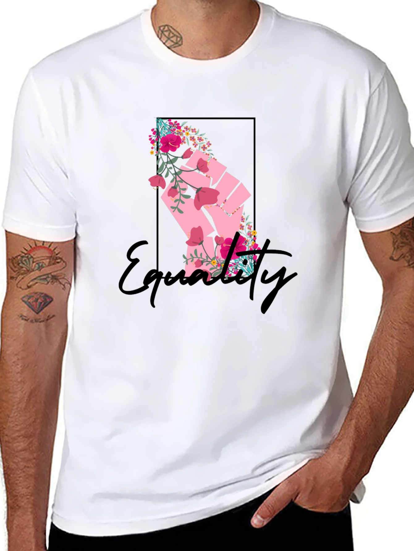 Equality Floral Fist Graphic Tee - Black