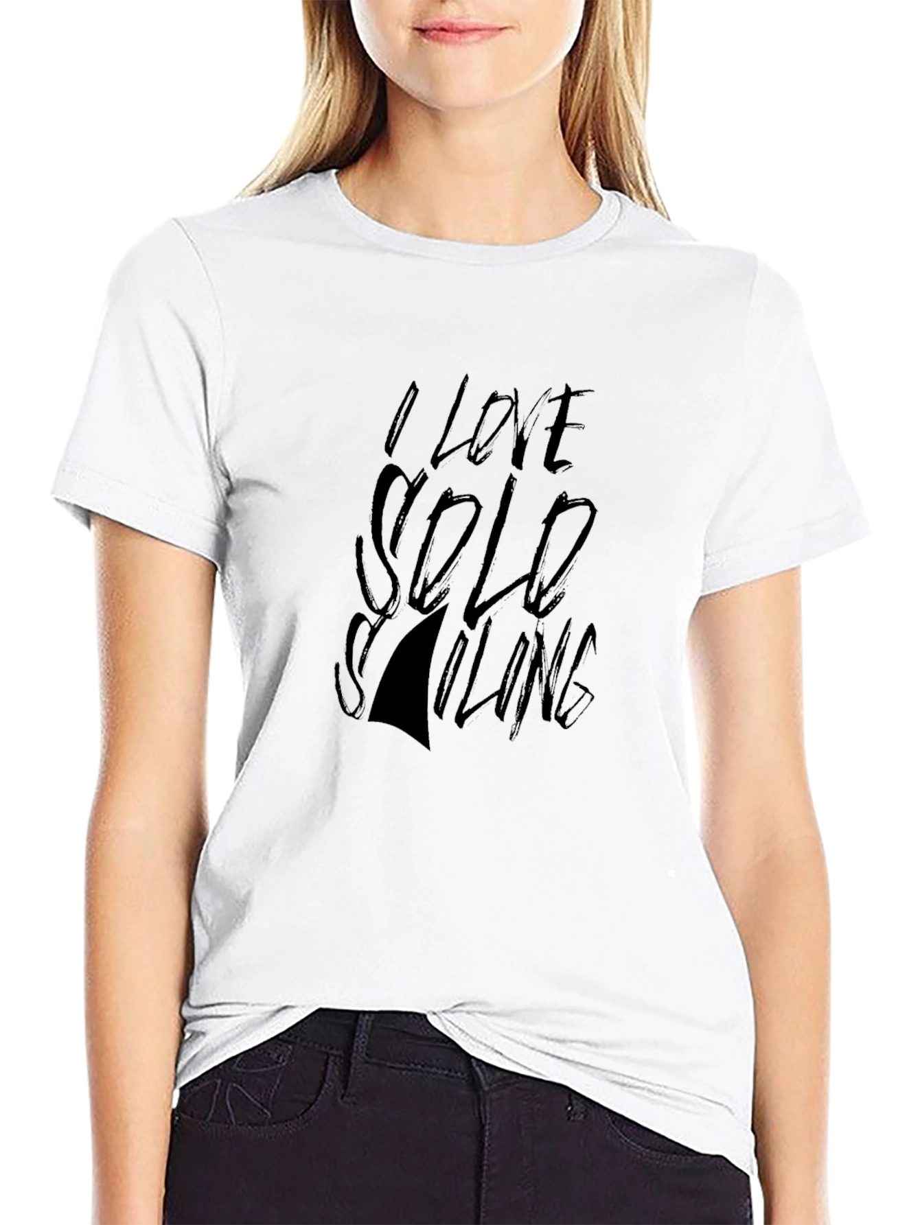I Love Solo Sailing Black T-Shirt