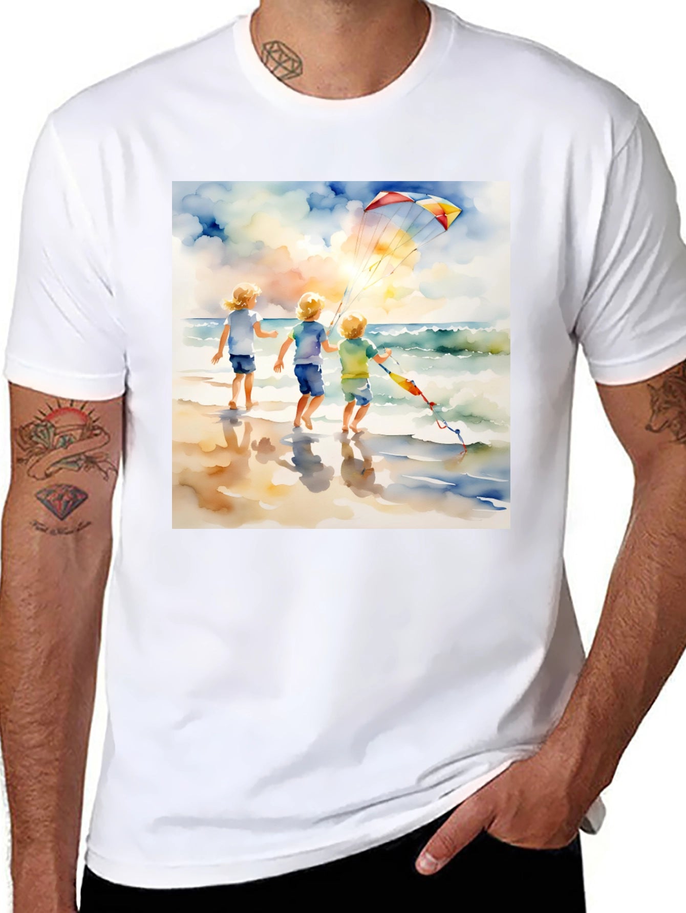 Watercolor Beach Kite T-Shirt