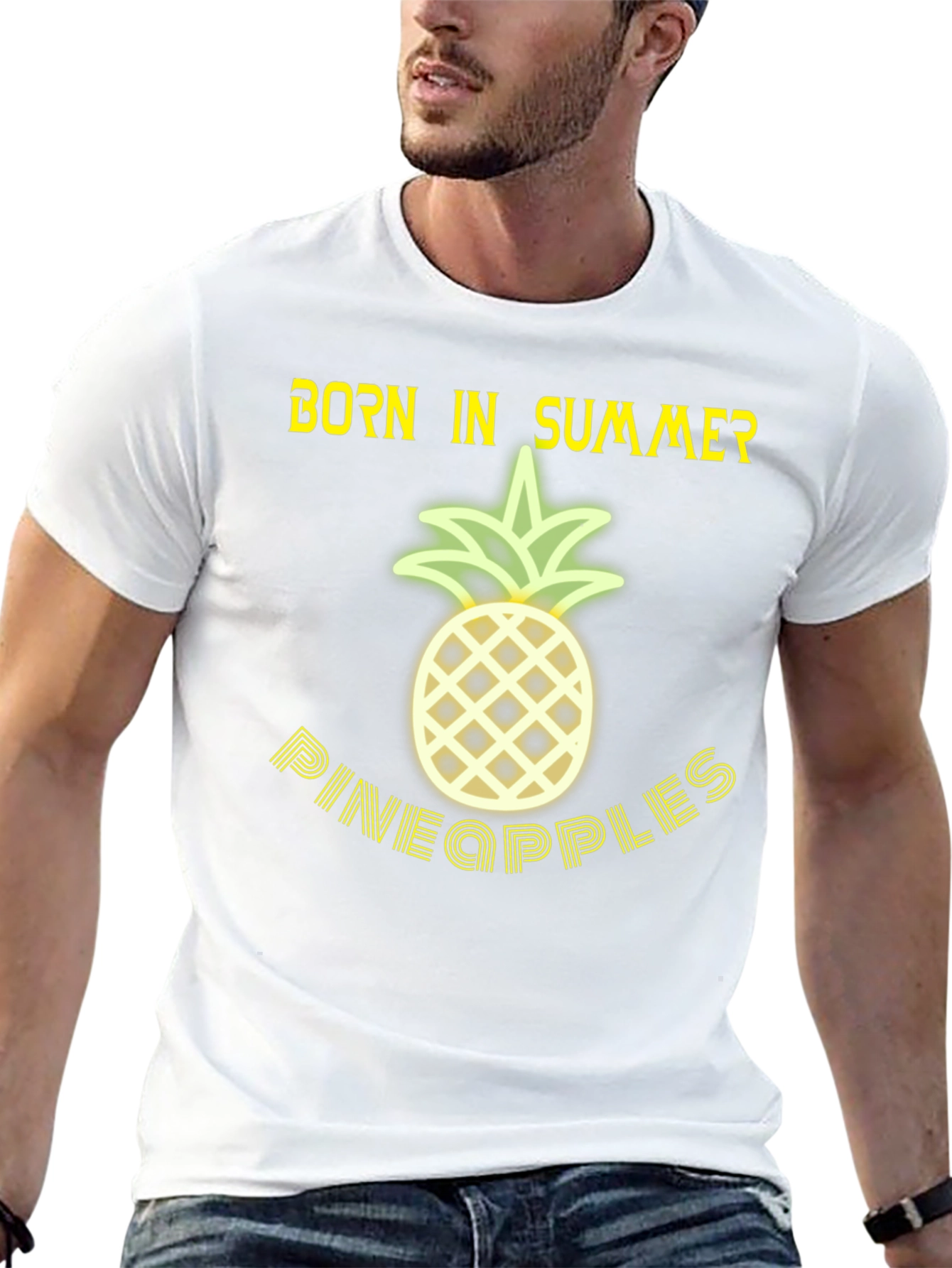 Born in Summer Pineapple Graphic T-Shirt