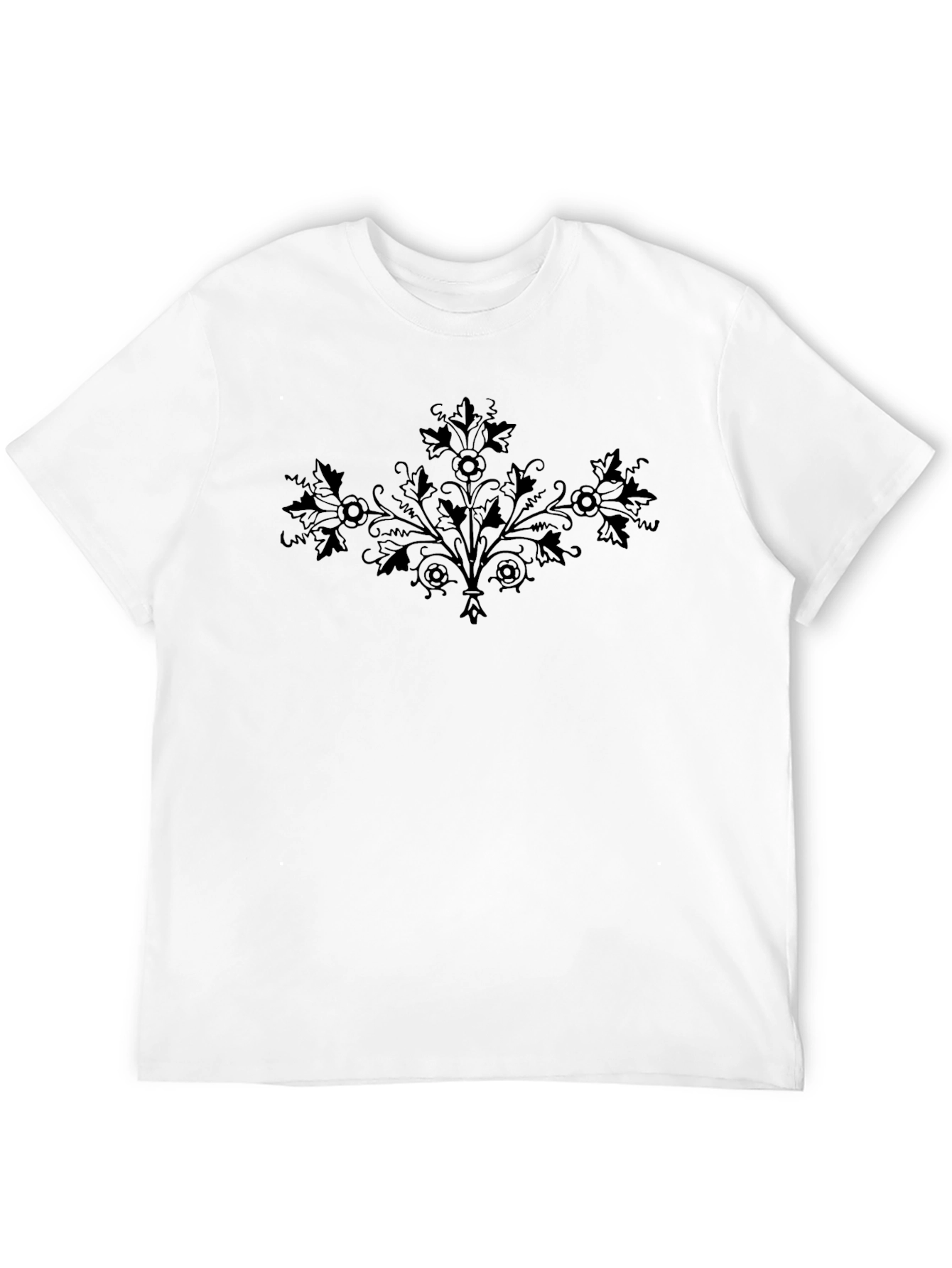 Black Floral Print Crew Neck T-Shirt