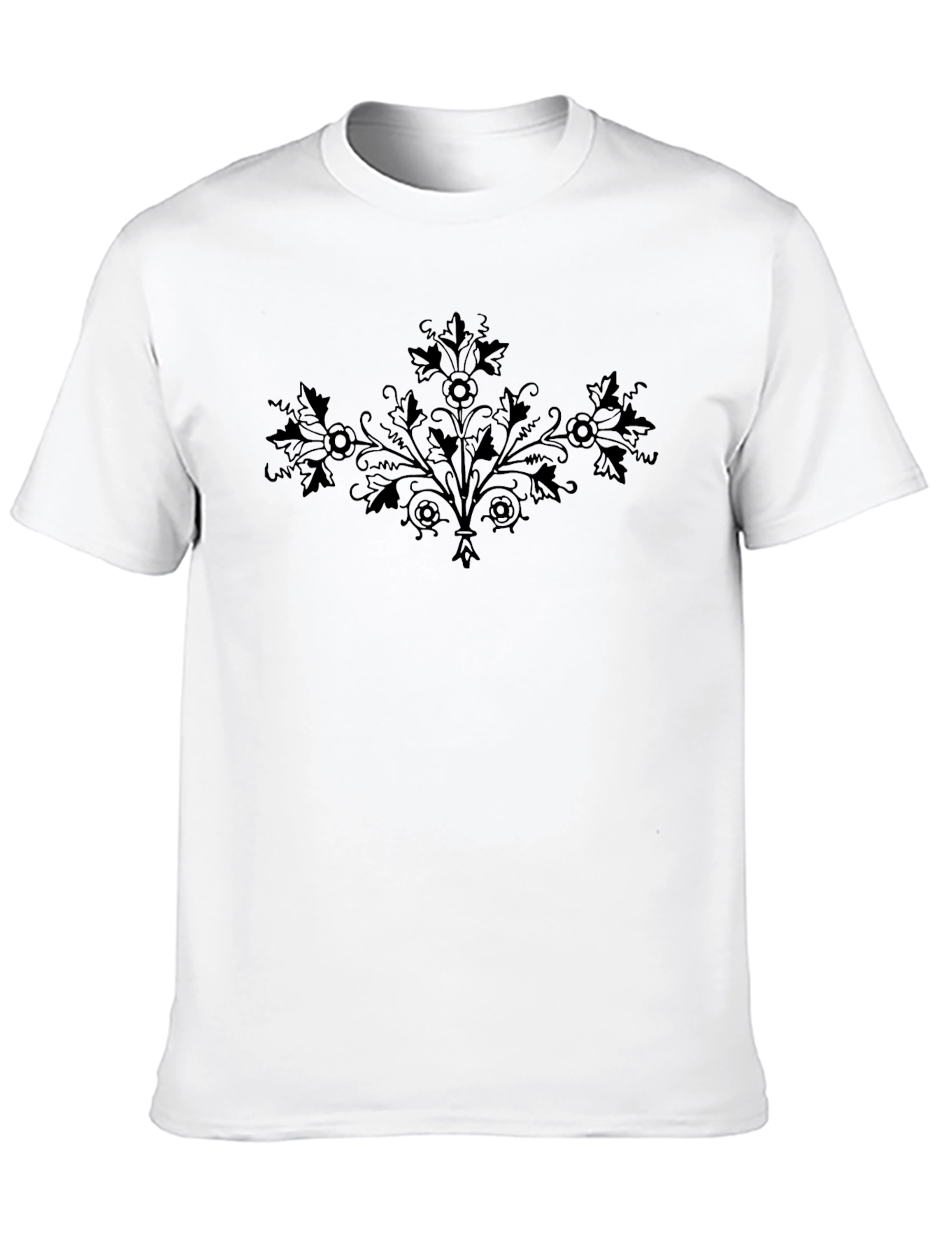 Black Floral Print Crew Neck T-Shirt