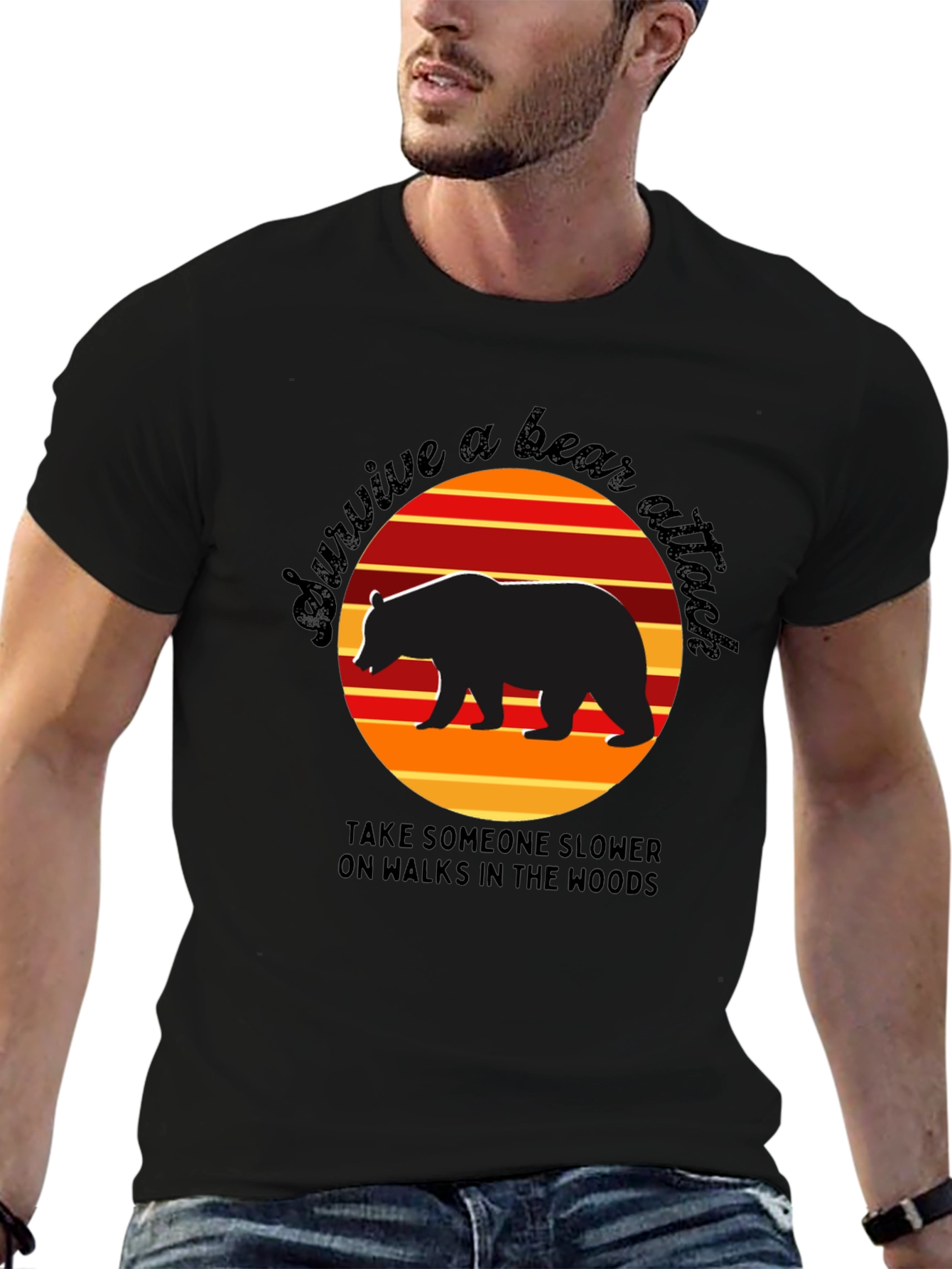 Survive a Bear Attack T-Shirt Funny Graphic Tee
