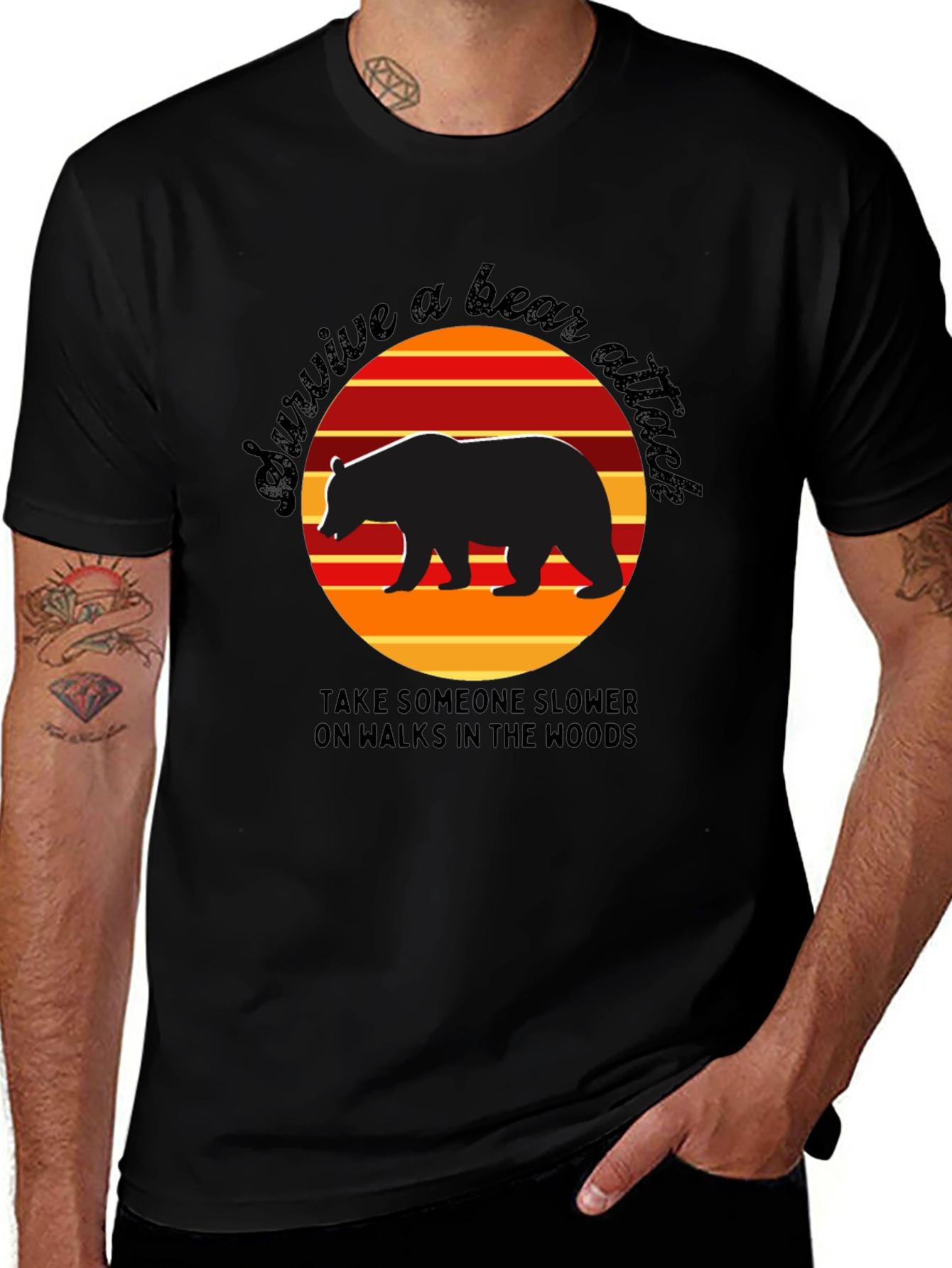 Survive a Bear Attack T-Shirt Funny Graphic Tee