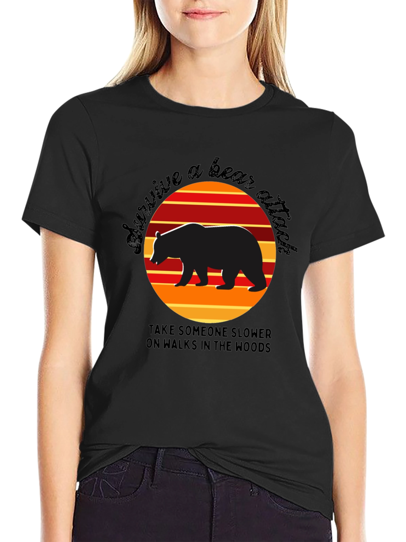 Survive a Bear Attack T-Shirt Funny Graphic Tee