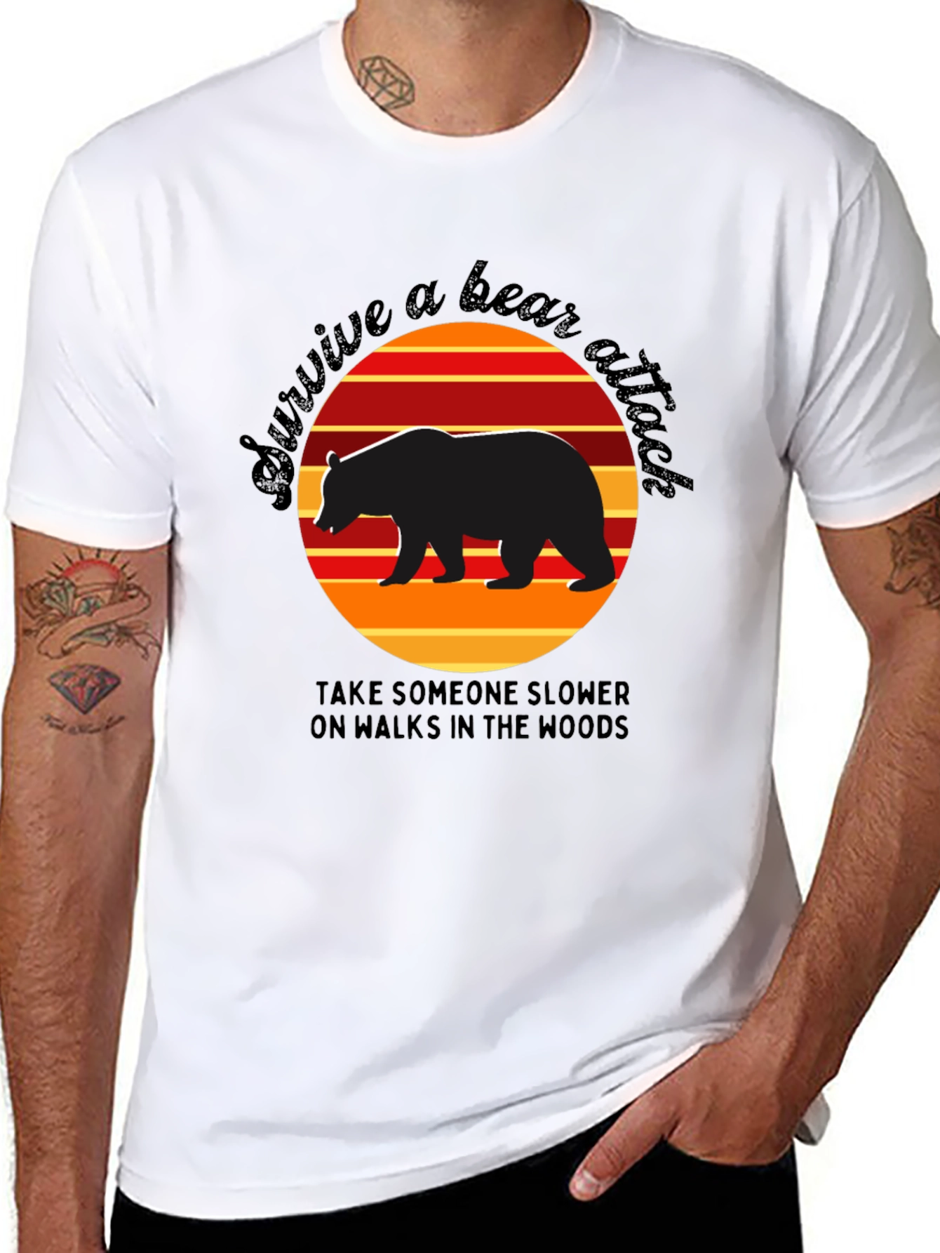 Survive a Bear Attack T-Shirt Funny Graphic Tee