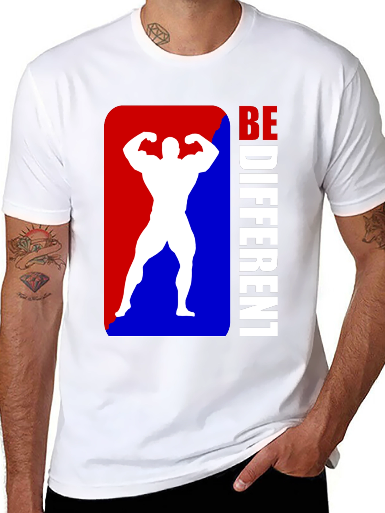 Be Different Bodybuilder Graphic Tee - Black