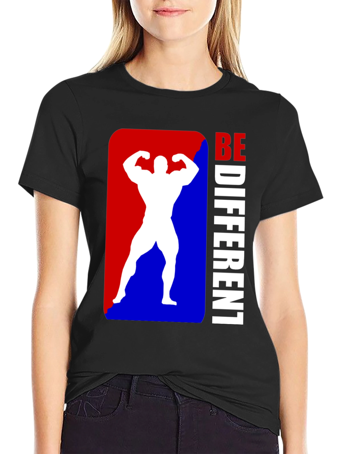 Be Different Bodybuilder Graphic Tee - Black