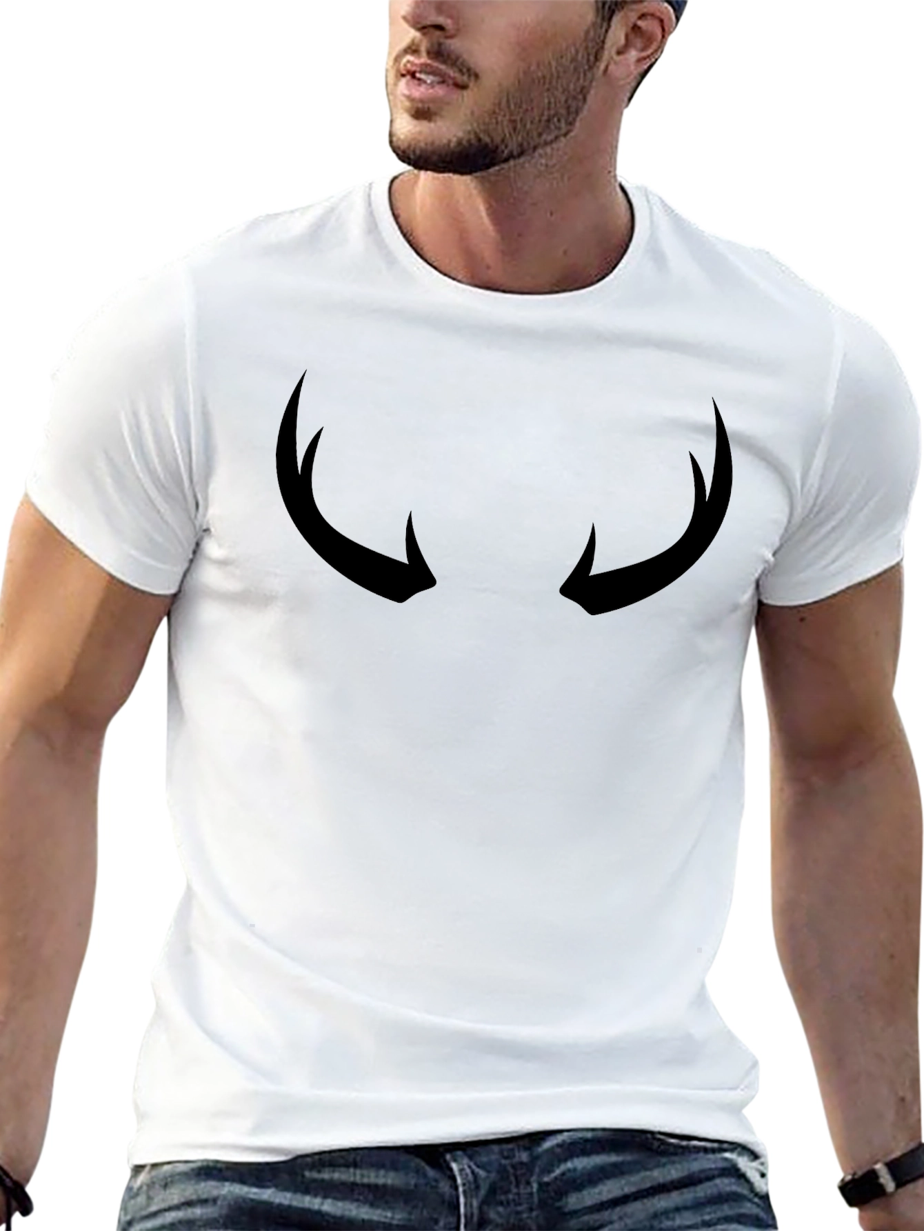 Mens Black Horns Graphic Tee