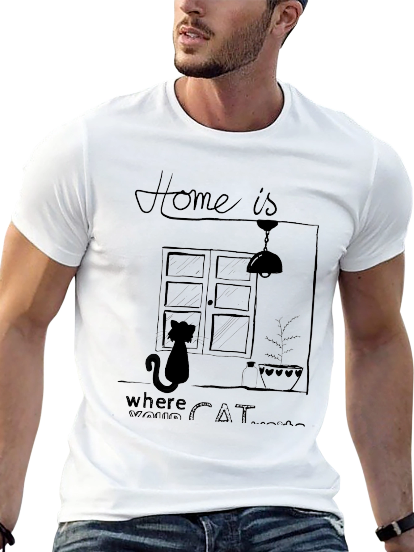 Home is Where Your Cat Waits T-Shirt