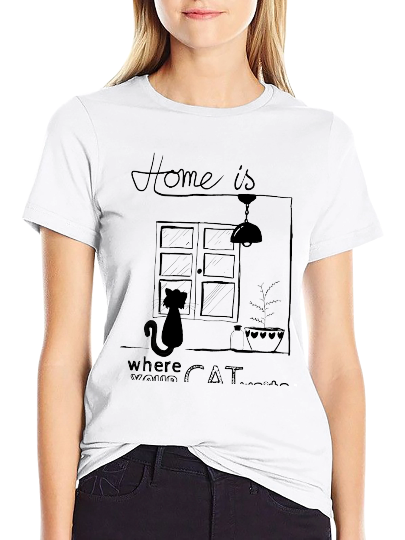 Home is Where Your Cat Waits T-Shirt