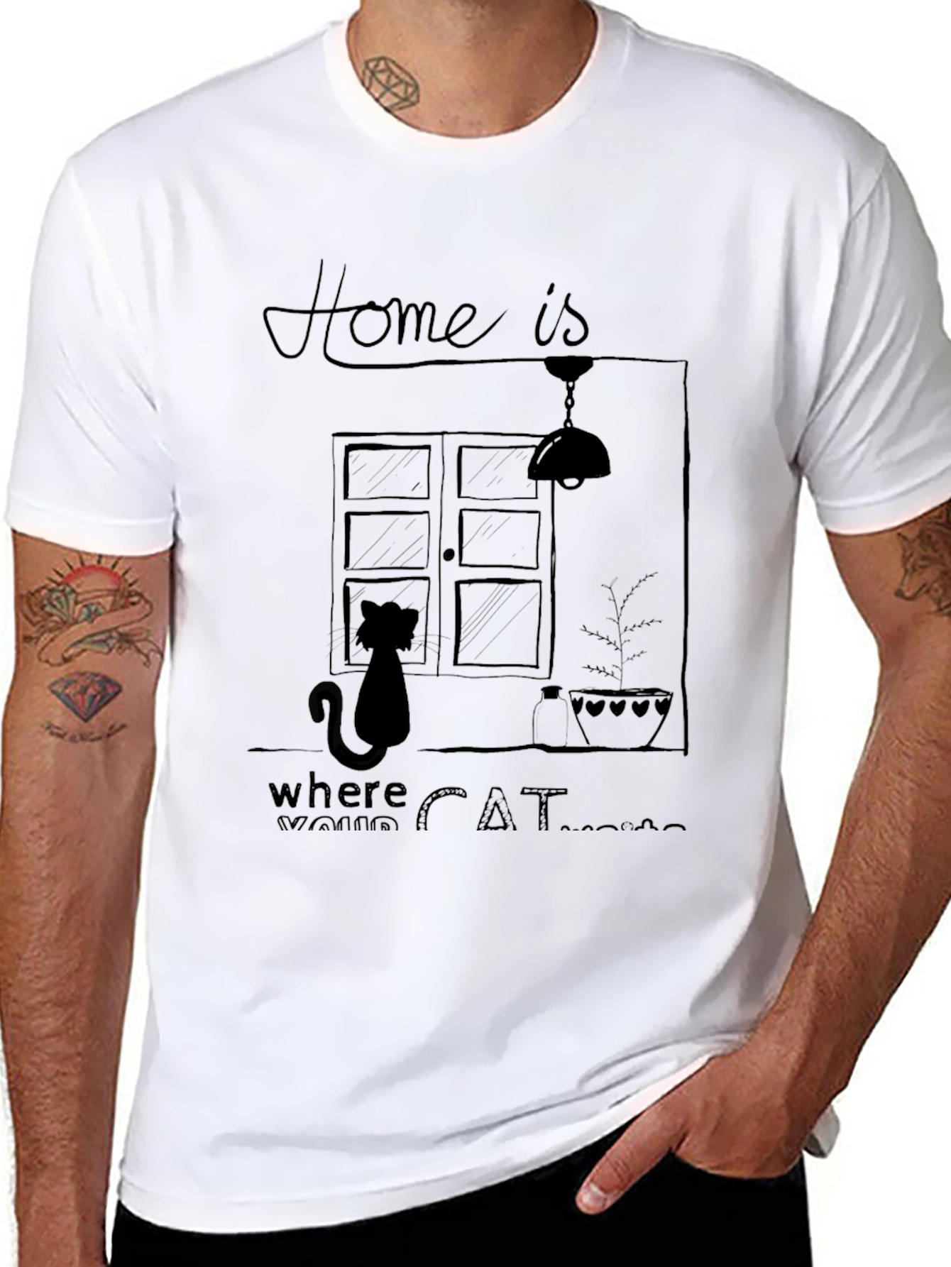 Home is Where Your Cat Waits T-Shirt