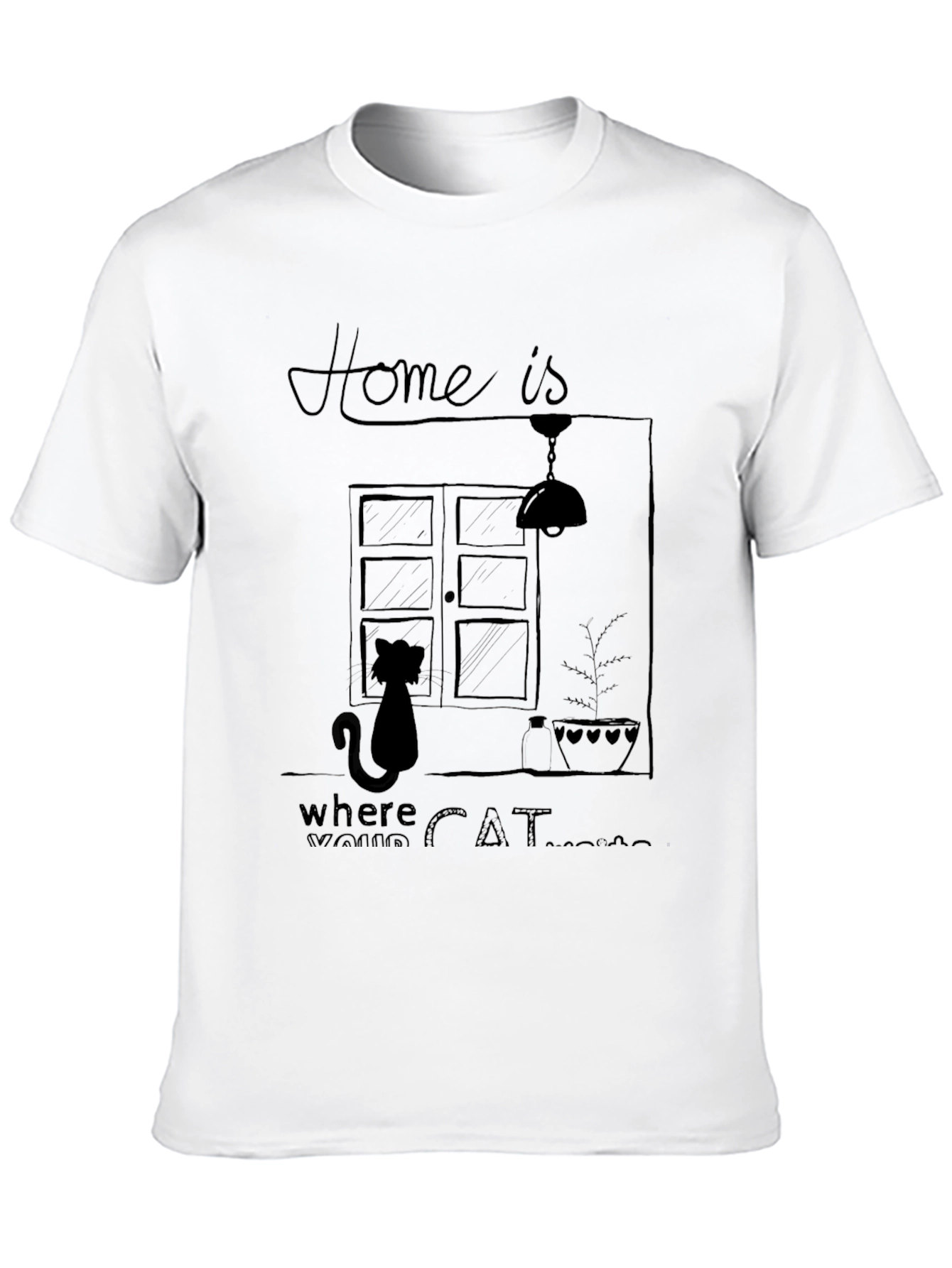 Home is Where Your Cat Waits T-Shirt