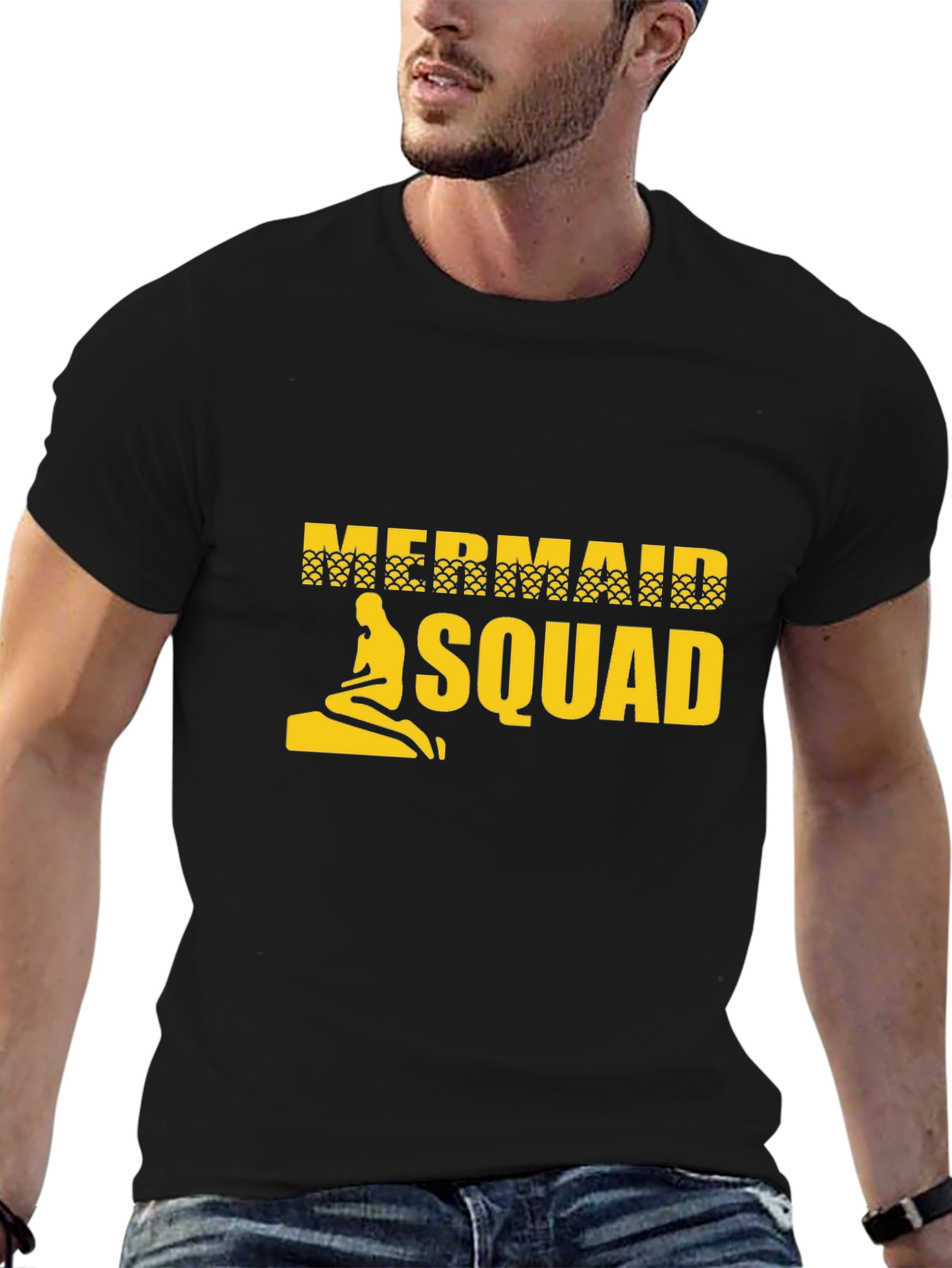 Mermaid Squad Graphic Tee - Black Cotton T-Shirt
