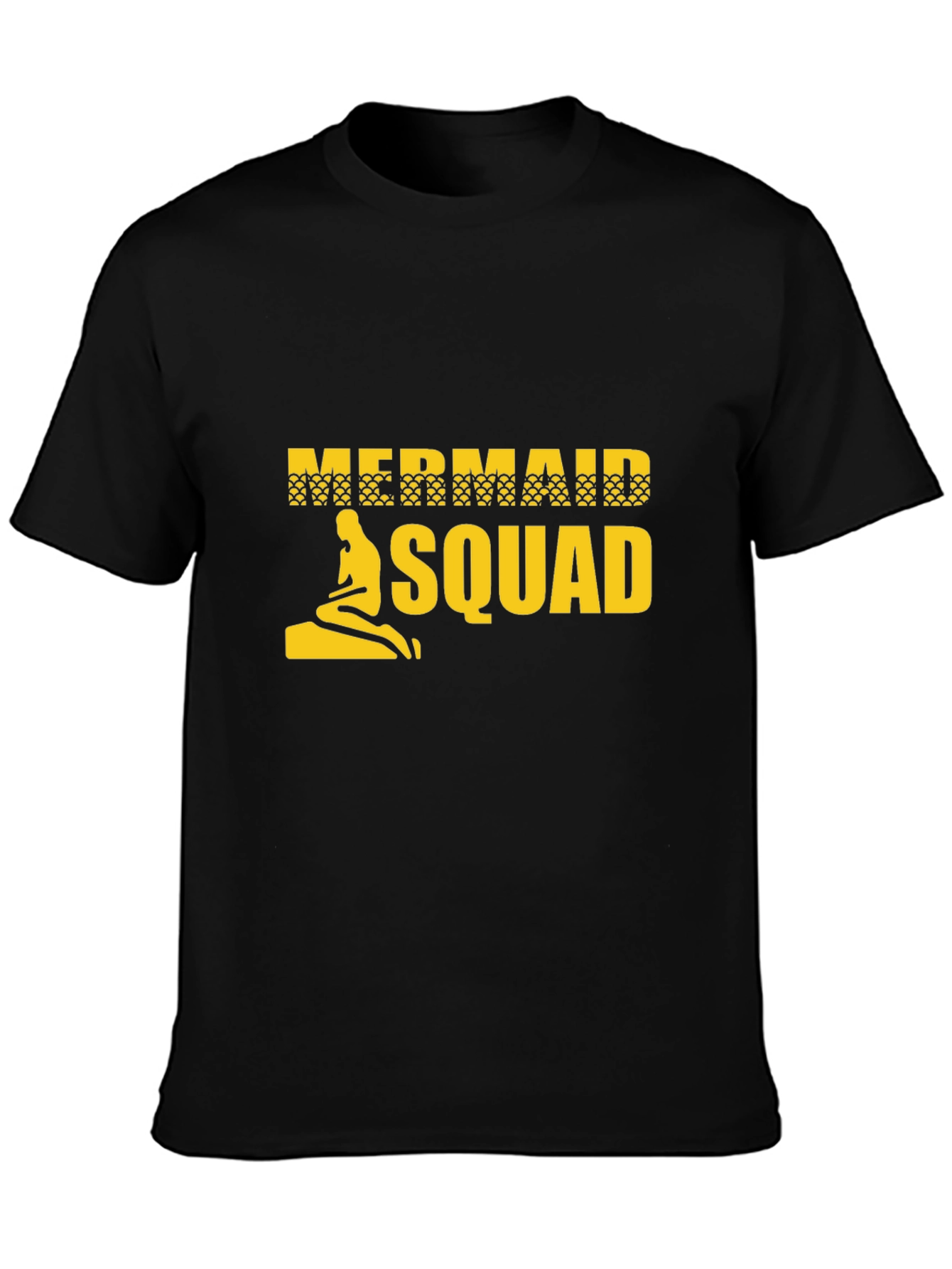 Mermaid Squad Graphic Tee - Black Cotton T-Shirt