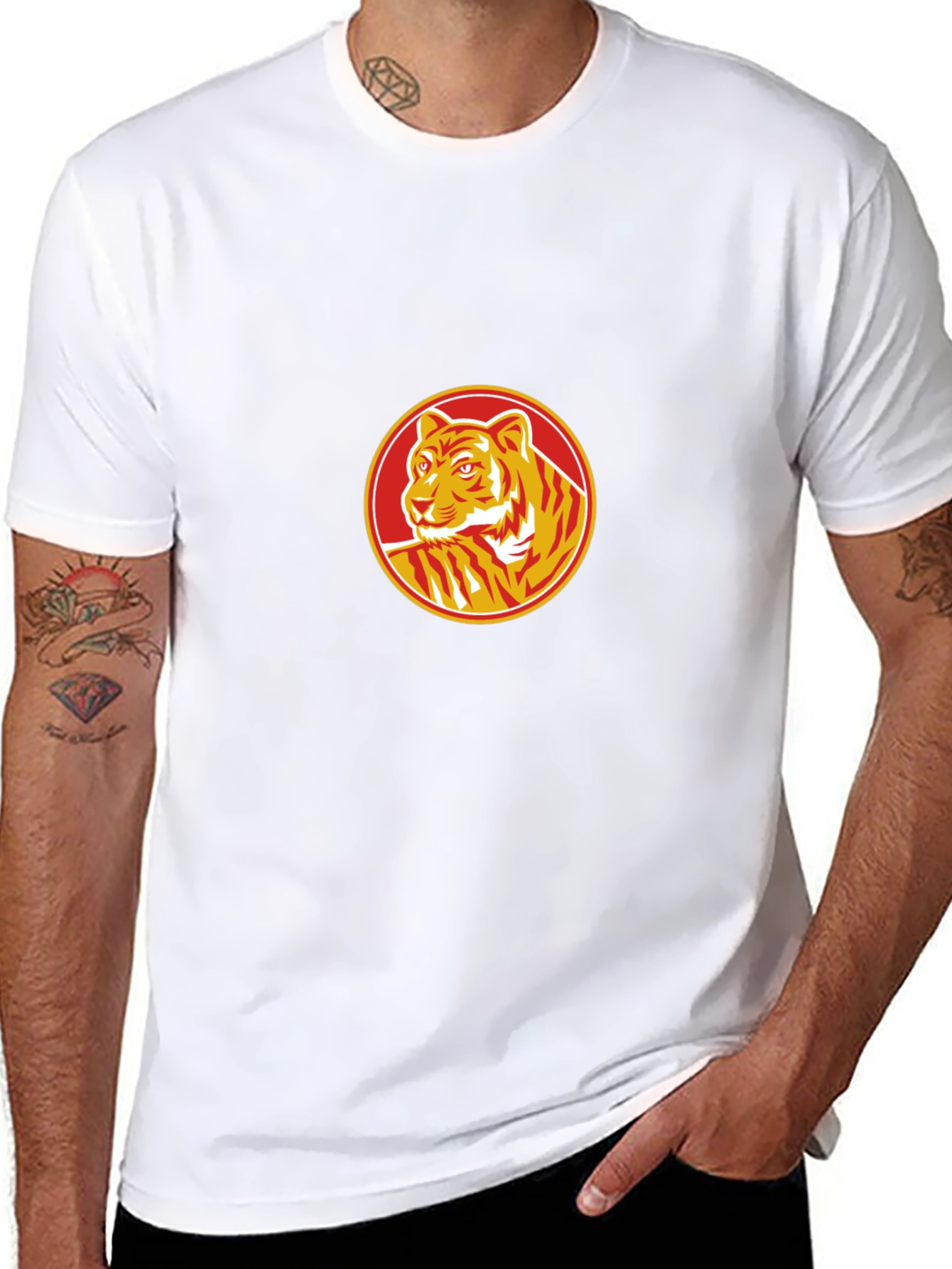 Tiger Circle Graphic Black T-Shirt