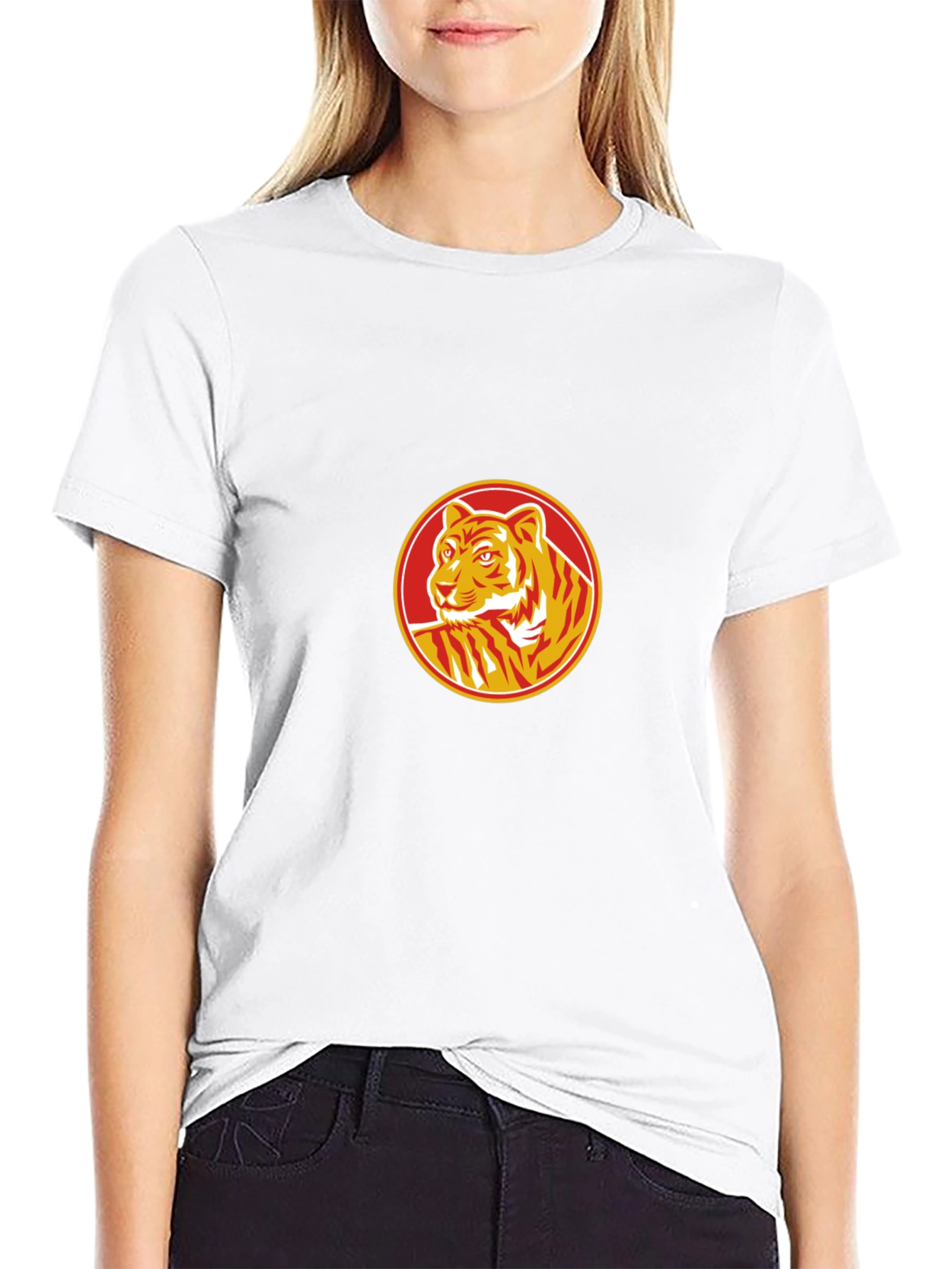 Tiger Circle Graphic Black T-Shirt